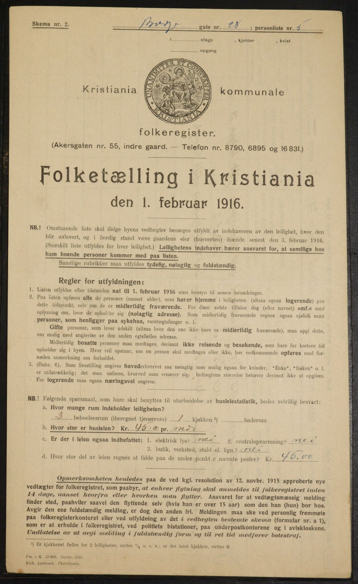 OBA, Municipal Census 1916 for Kristiania, 1916, p. 8760