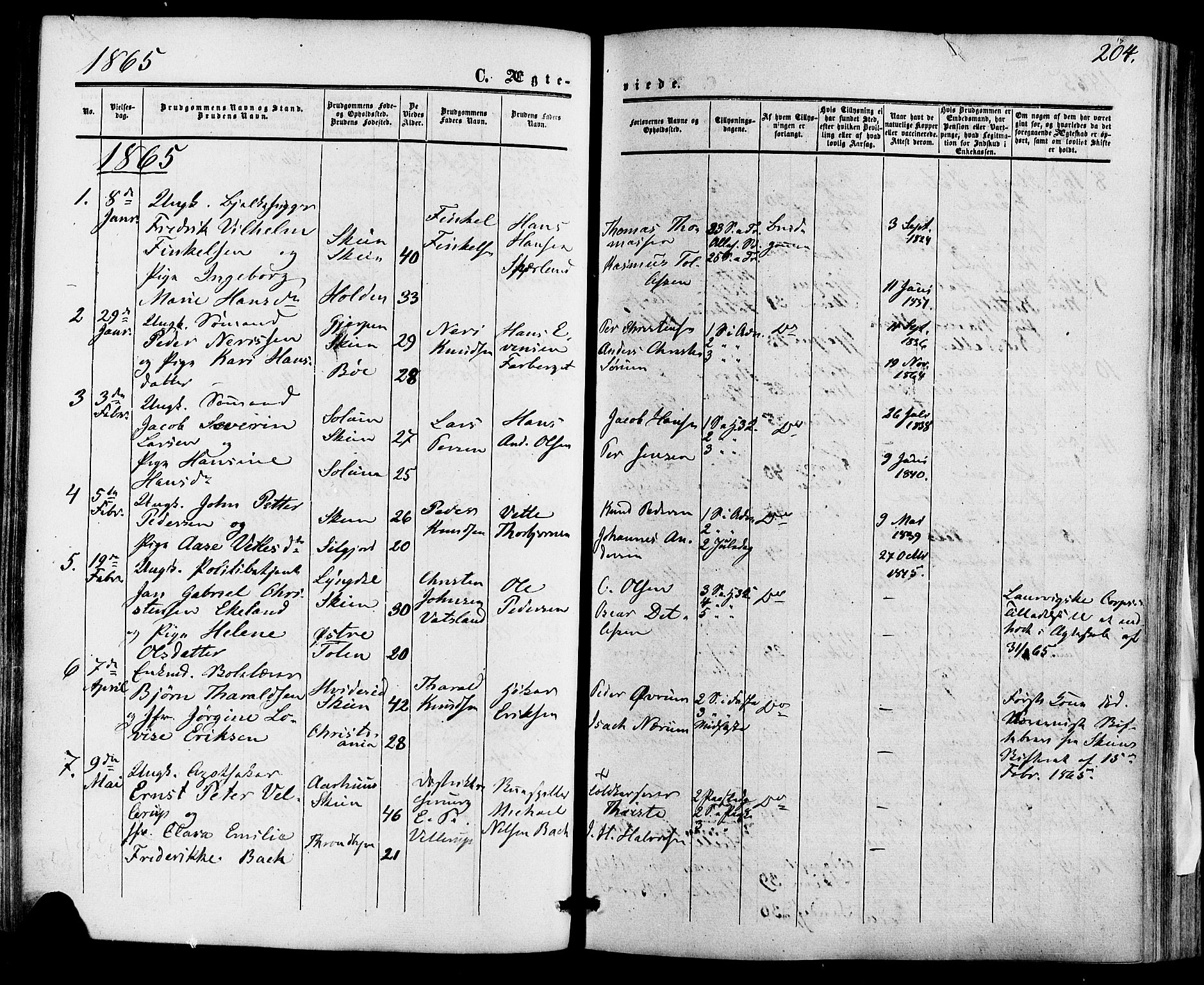 Skien kirkebøker, SAKO/A-302/F/Fa/L0007: Parish register (official) no. 7, 1856-1865, p. 204