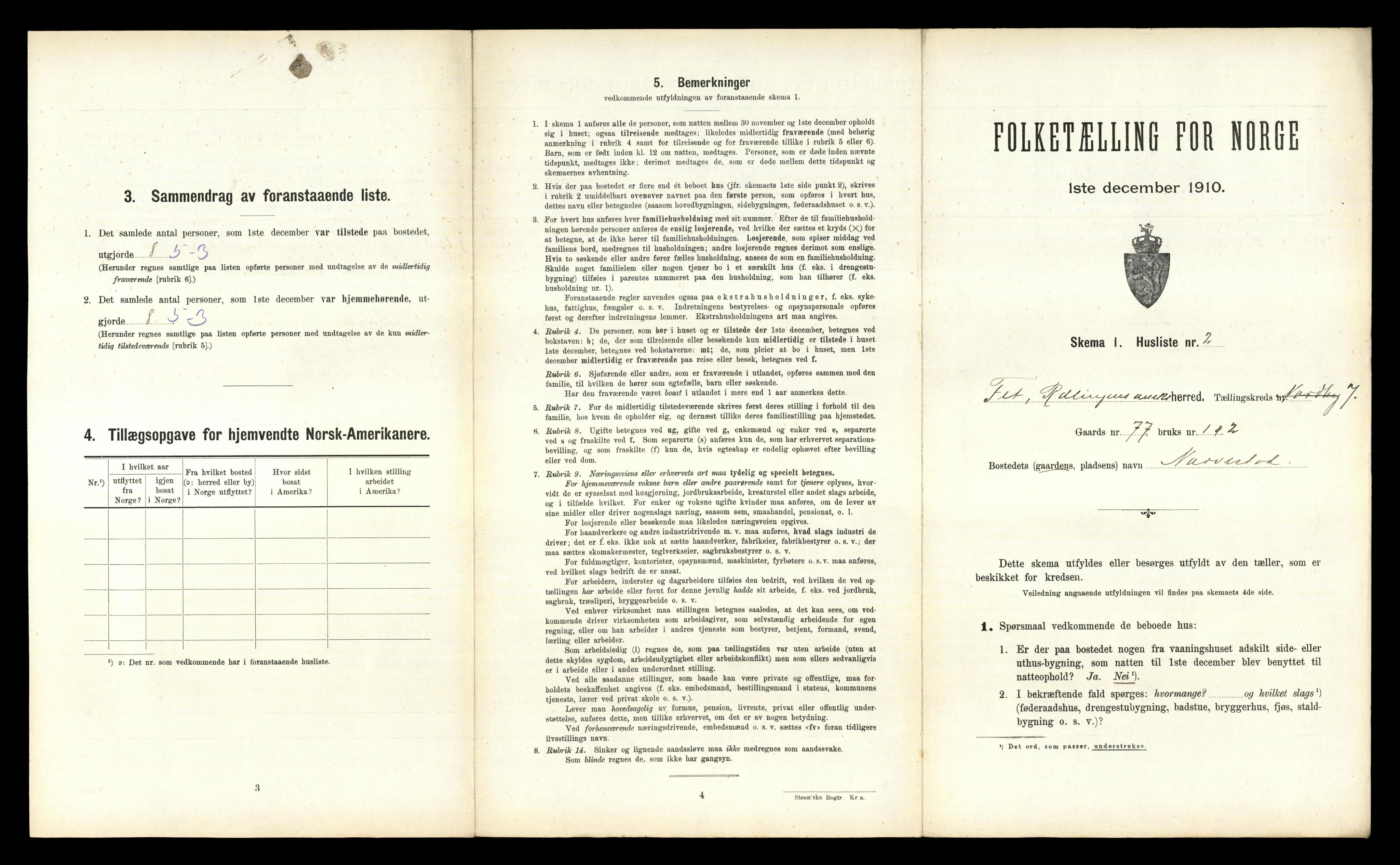 RA, 1910 census for Fet, 1910, p. 1039