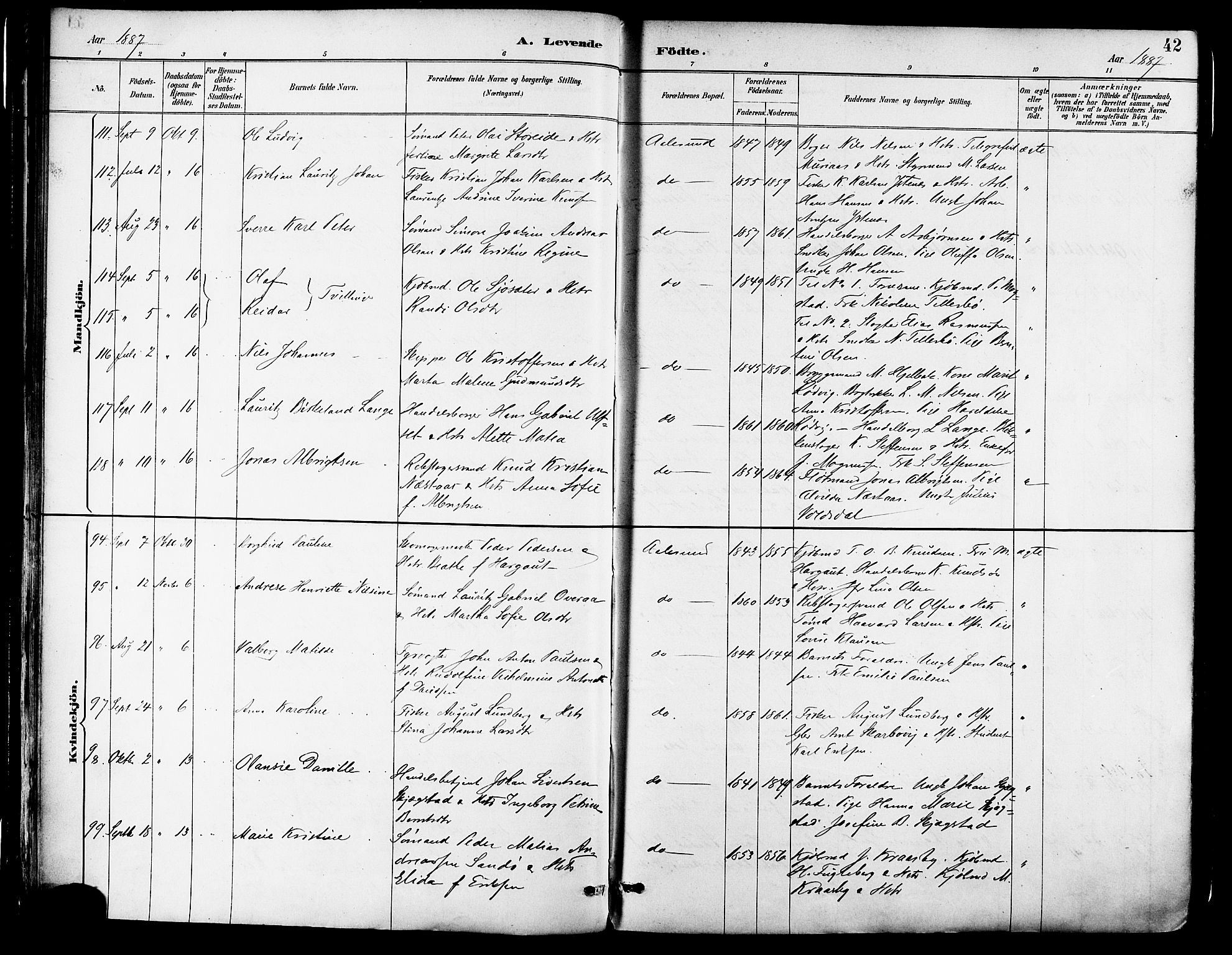 Ministerialprotokoller, klokkerbøker og fødselsregistre - Møre og Romsdal, AV/SAT-A-1454/529/L0455: Parish register (official) no. 529A05, 1885-1893, p. 42