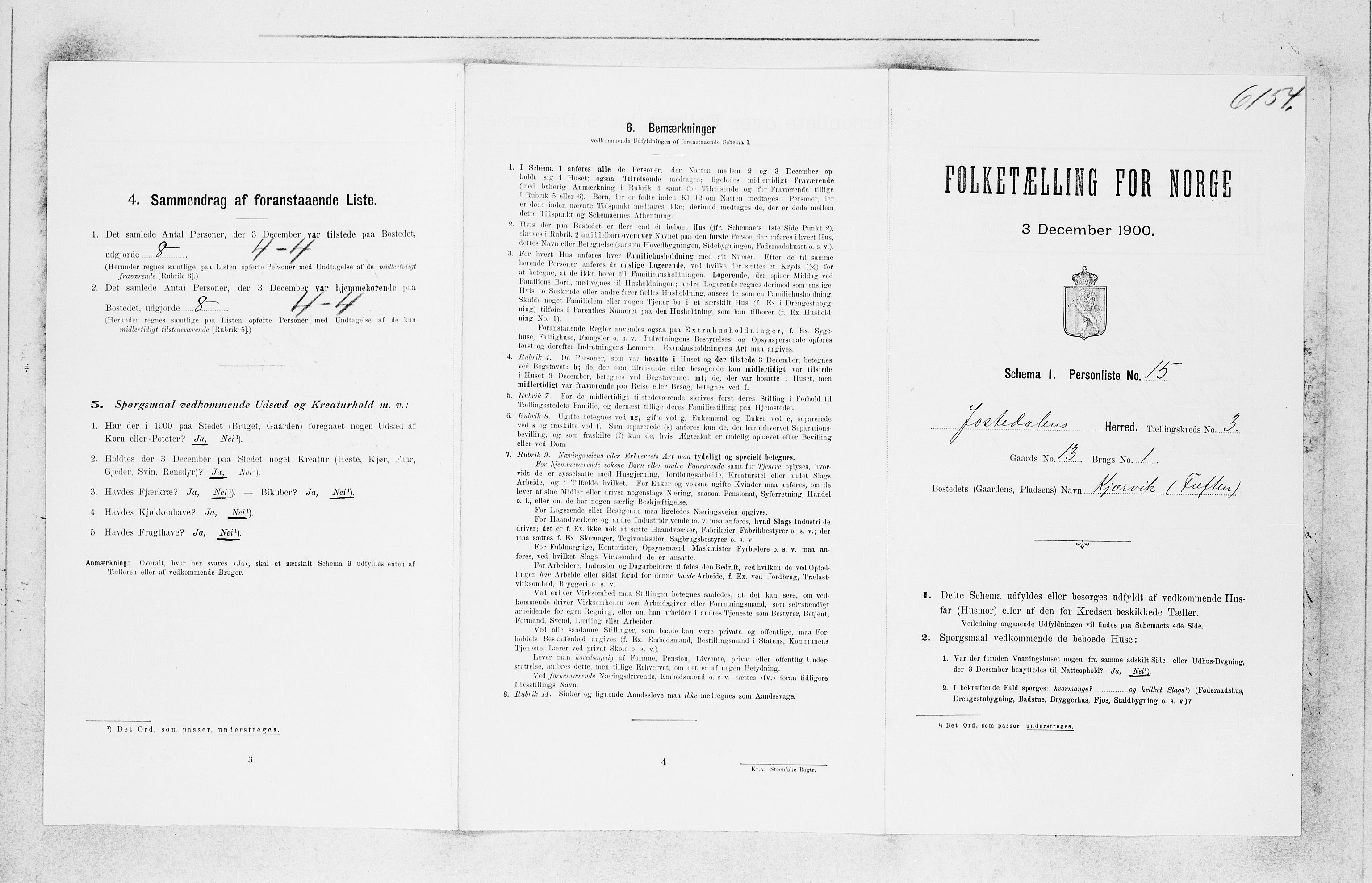 SAB, 1900 census for Jostedal, 1900, p. 144