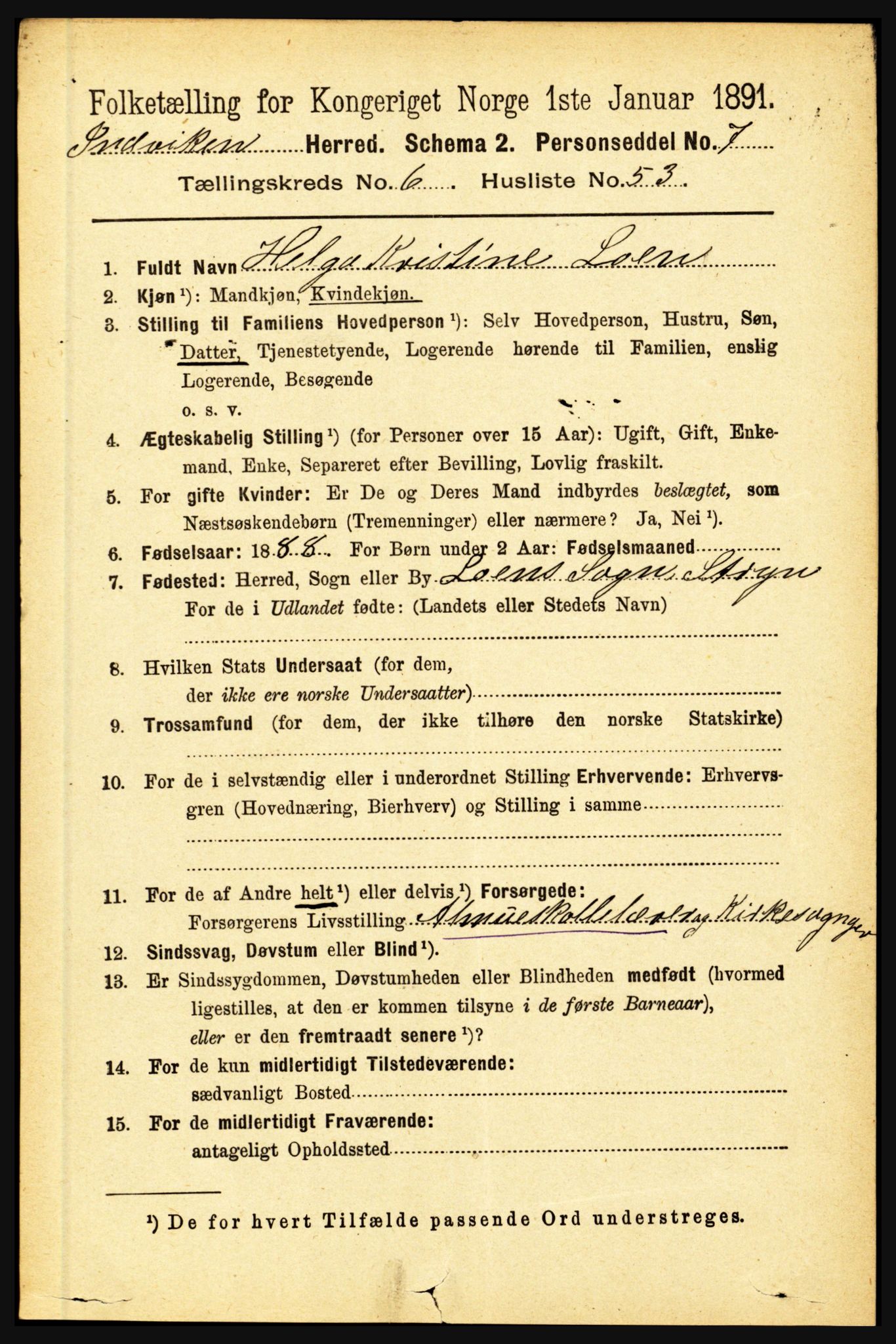 RA, 1891 census for 1447 Innvik, 1891, p. 2594