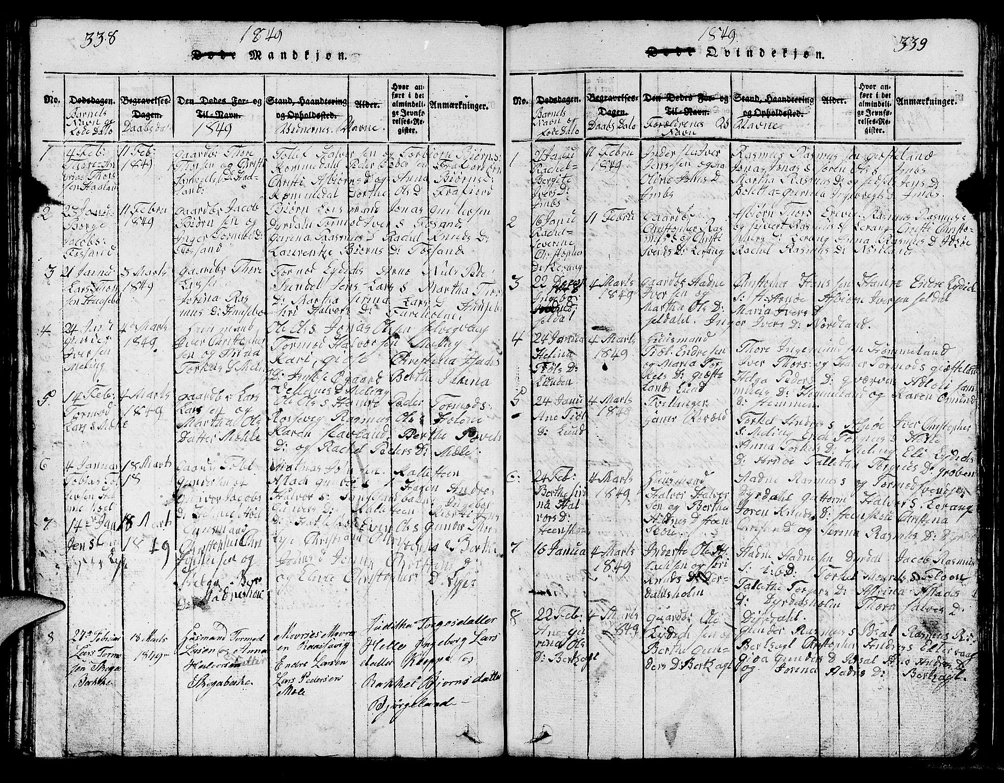 Strand sokneprestkontor, SAST/A-101828/H/Ha/Hab/L0002: Parish register (copy) no. B 2, 1816-1854, p. 338-339