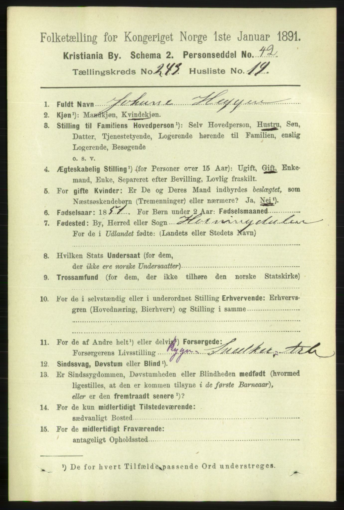 RA, 1891 census for 0301 Kristiania, 1891, p. 148226