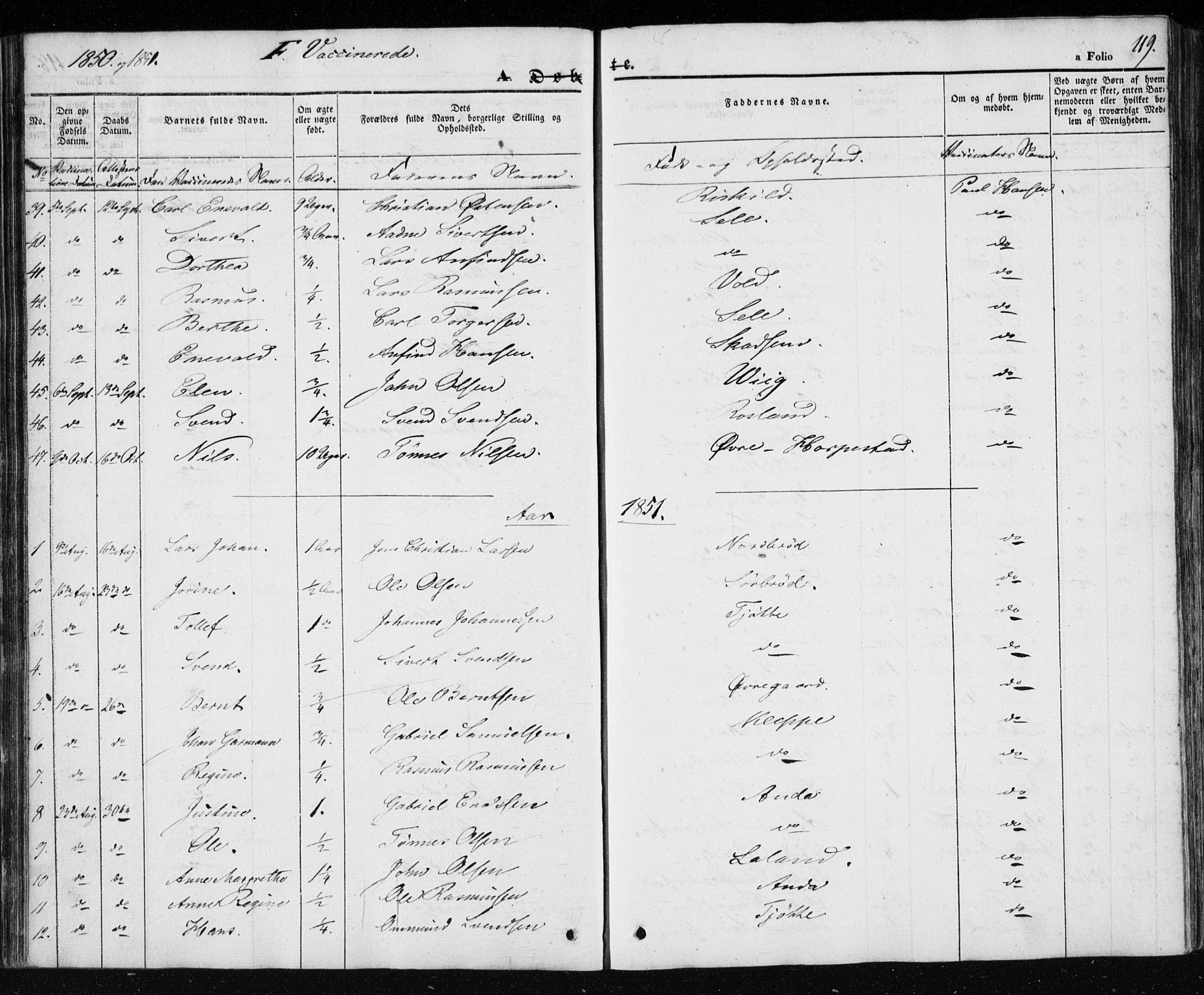 Klepp sokneprestkontor, SAST/A-101803/001/3/30BA/L0004: Parish register (official) no. A 4, 1842-1852, p. 119