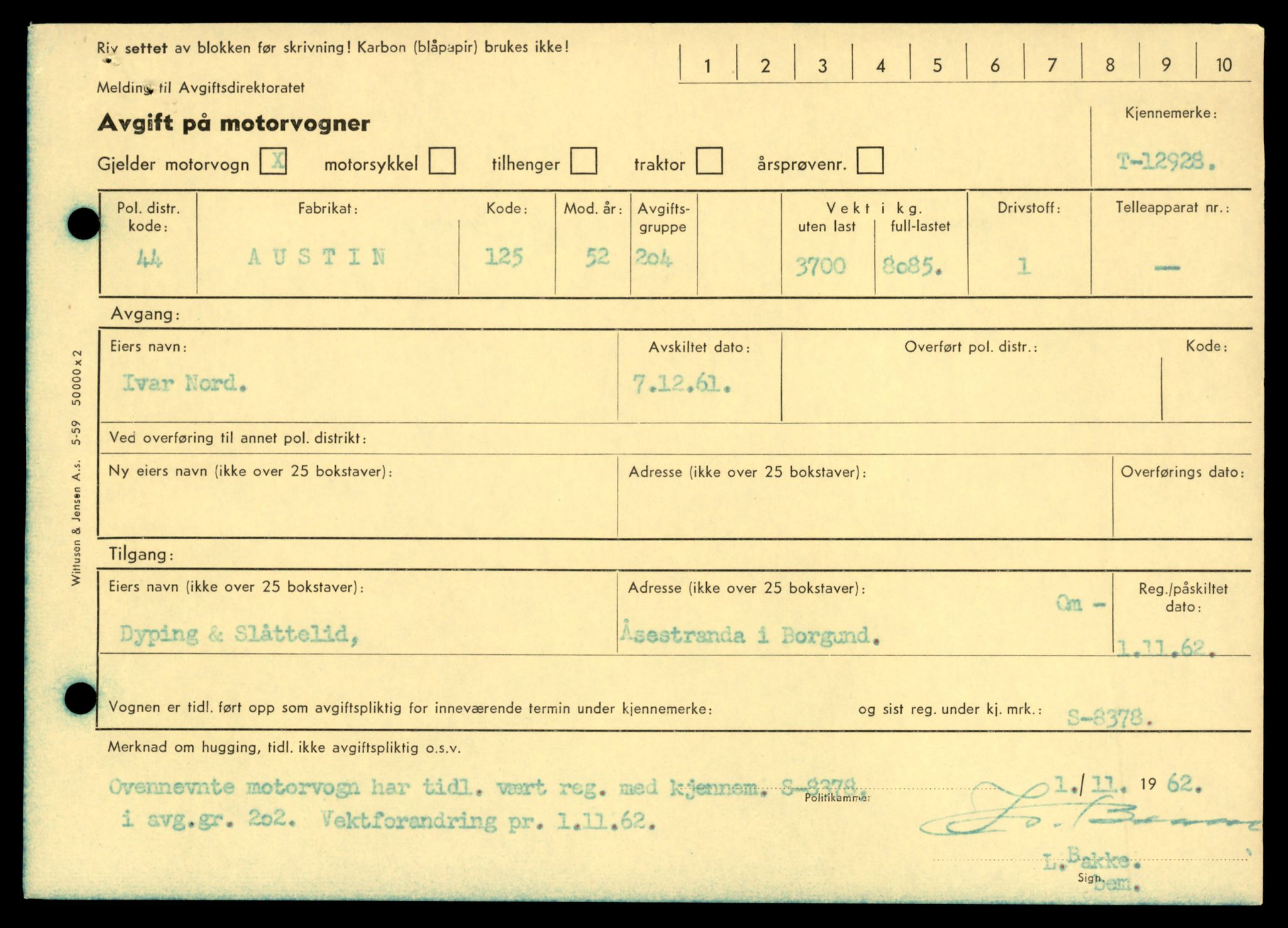 Møre og Romsdal vegkontor - Ålesund trafikkstasjon, AV/SAT-A-4099/F/Fe/L0036: Registreringskort for kjøretøy T 12831 - T 13030, 1927-1998, p. 1519