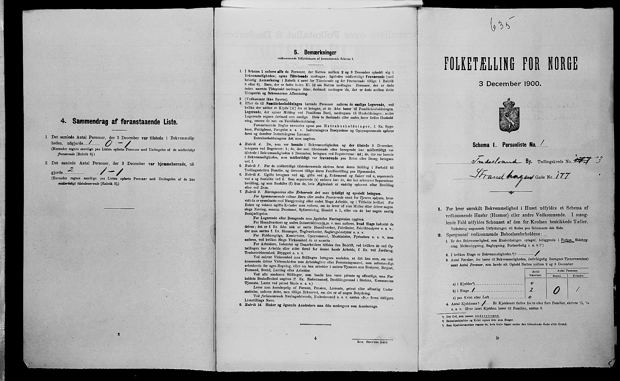 SAK, 1900 census for Tvedestrand, 1900, p. 959