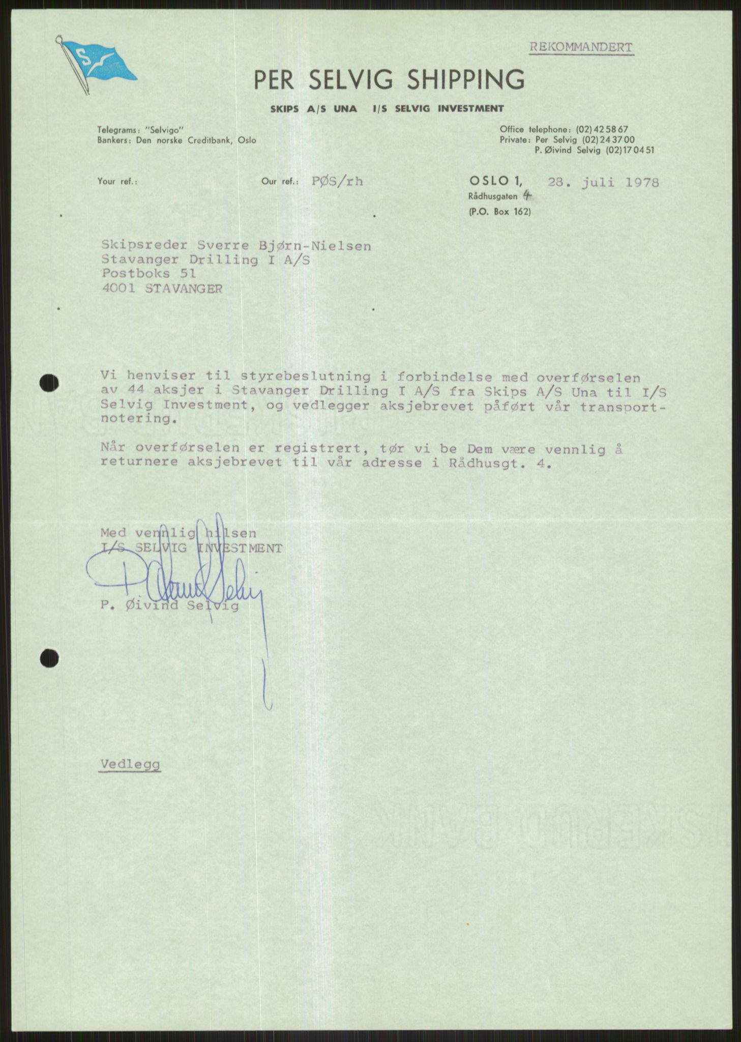 Pa 1503 - Stavanger Drilling AS, AV/SAST-A-101906/D/L0005: Korrespondanse og saksdokumenter, 1974-1985, p. 1078