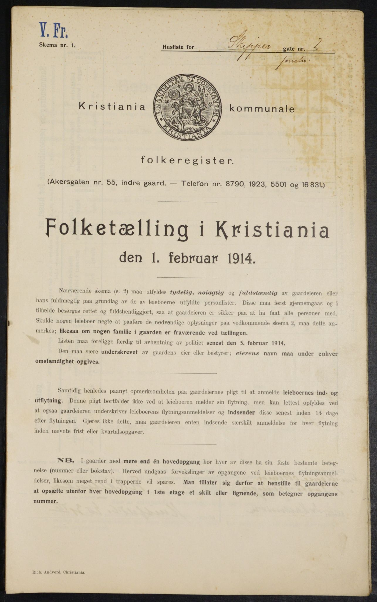 OBA, Municipal Census 1914 for Kristiania, 1914, p. 95337