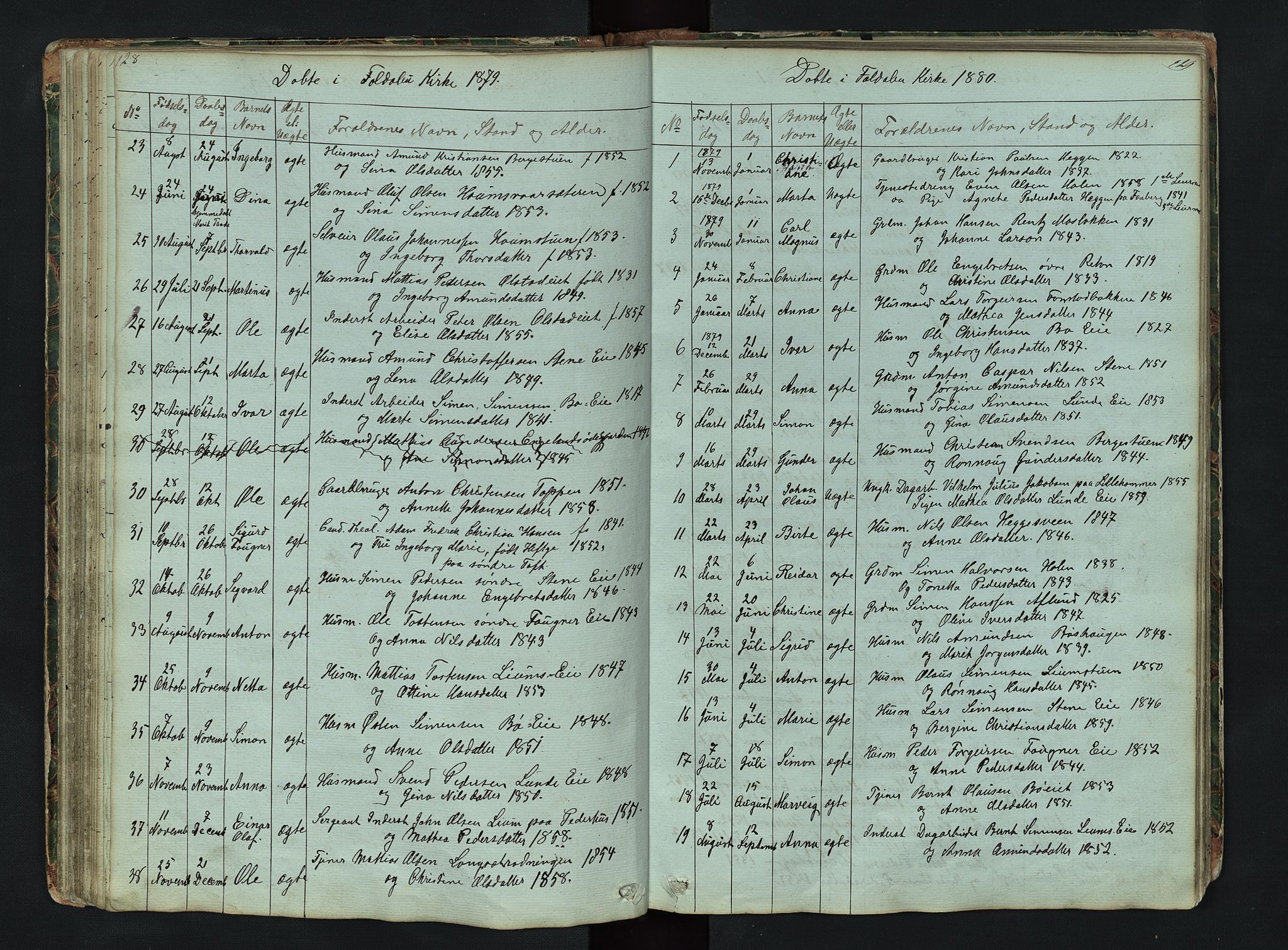 Gausdal prestekontor, SAH/PREST-090/H/Ha/Hab/L0006: Parish register (copy) no. 6, 1846-1893, p. 128-129