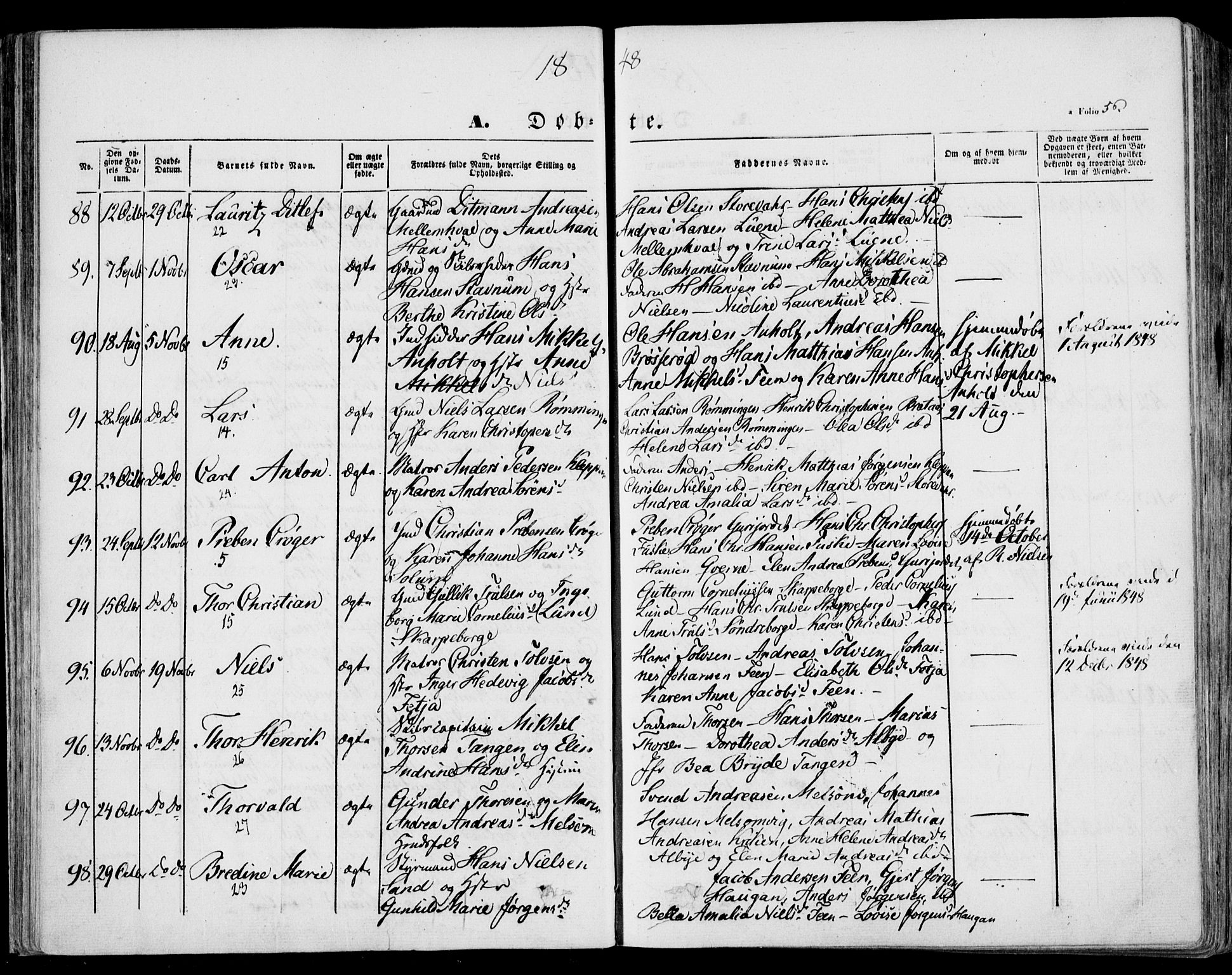 Stokke kirkebøker, SAKO/A-320/F/Fa/L0007: Parish register (official) no. I 7, 1844-1857, p. 56