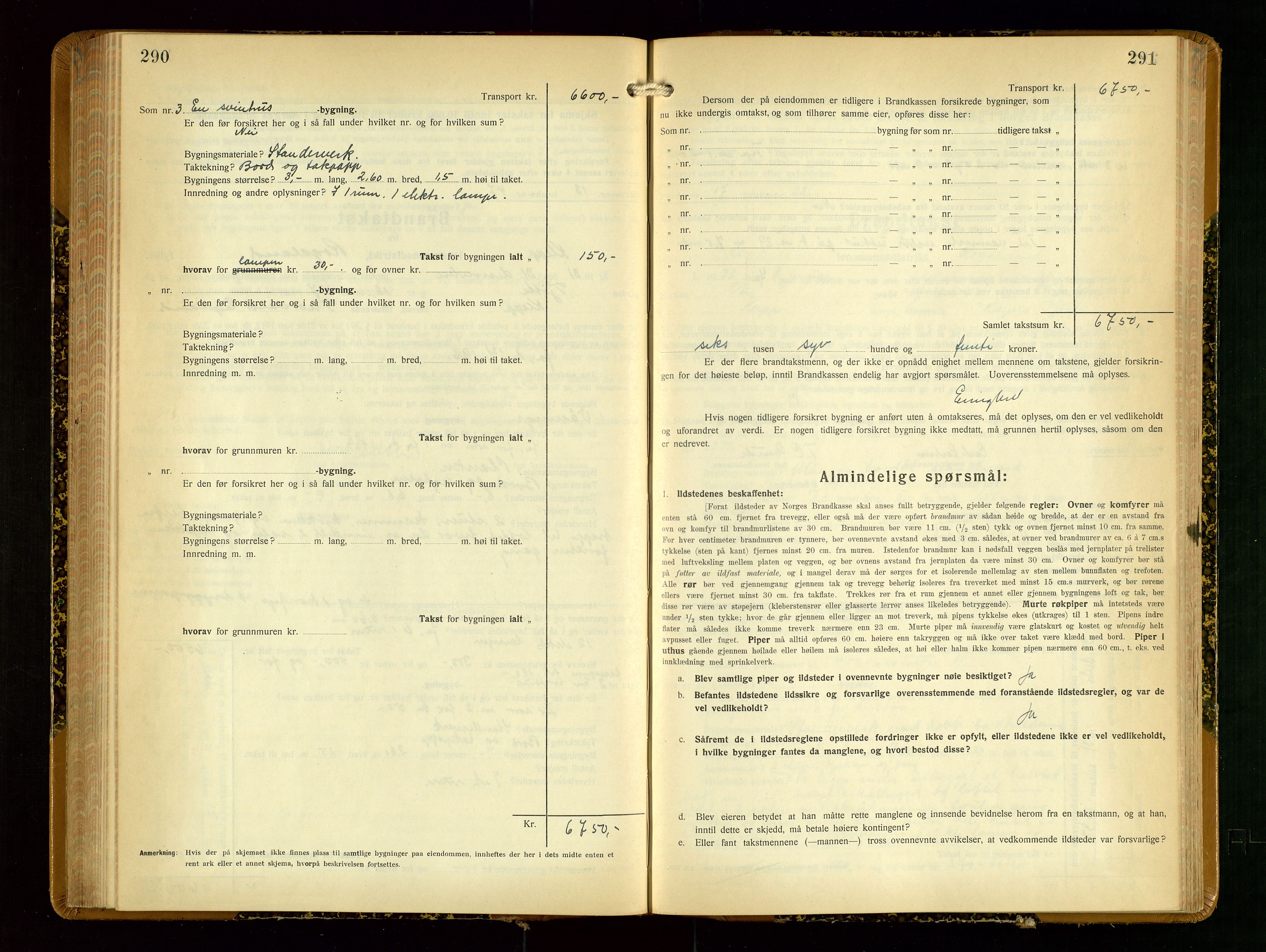 Klepp lensmannskontor, SAST/A-100163/Goc/L0012: "Brandtakstprotokoll" m/register, 1929-1933, p. 290-291