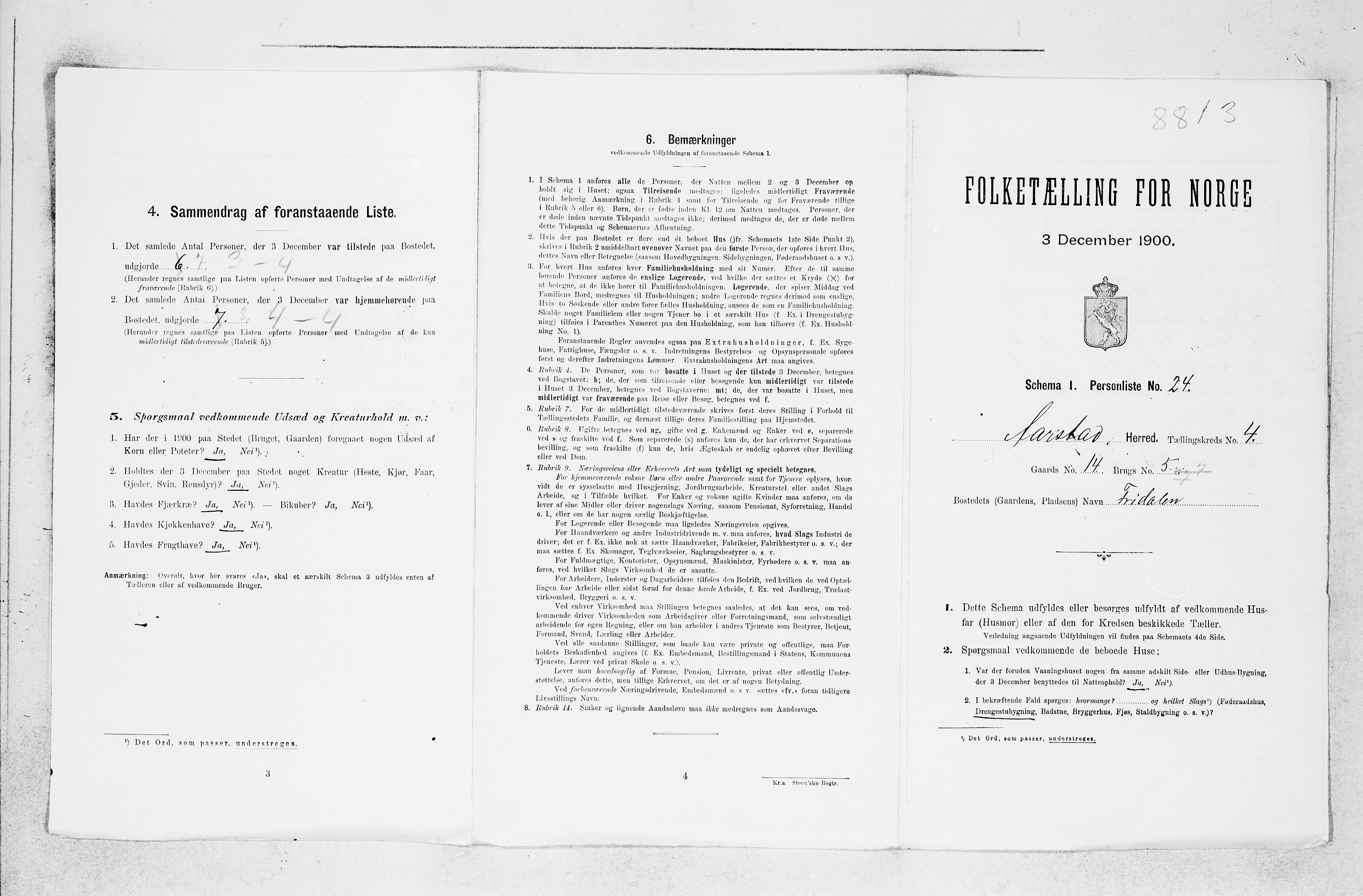 SAB, 1900 census for Årstad, 1900, p. 346