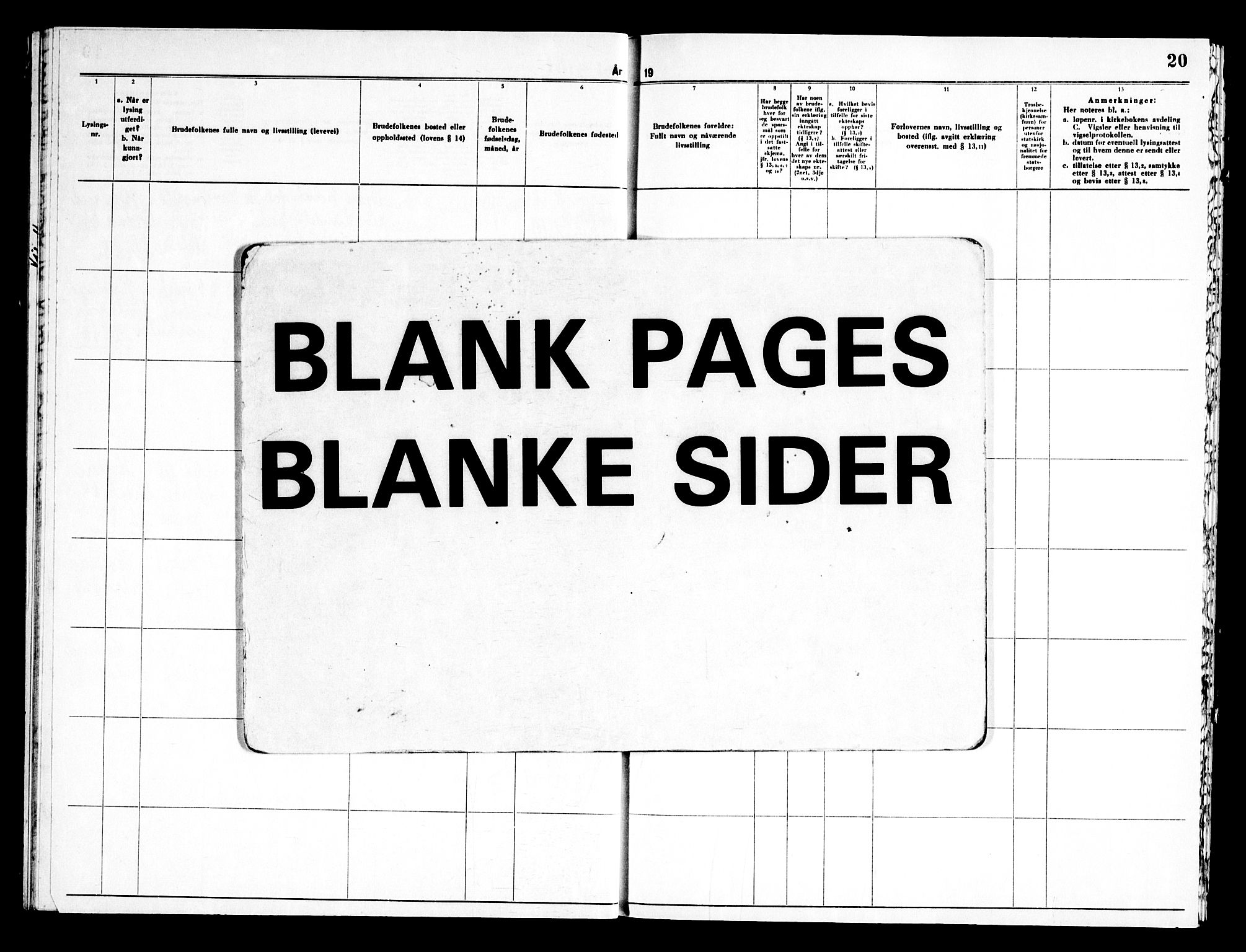 Eidsberg prestekontor Kirkebøker, AV/SAO-A-10905/H/Hb/L0003: Banns register no. II 3, 1955-1969, p. 20