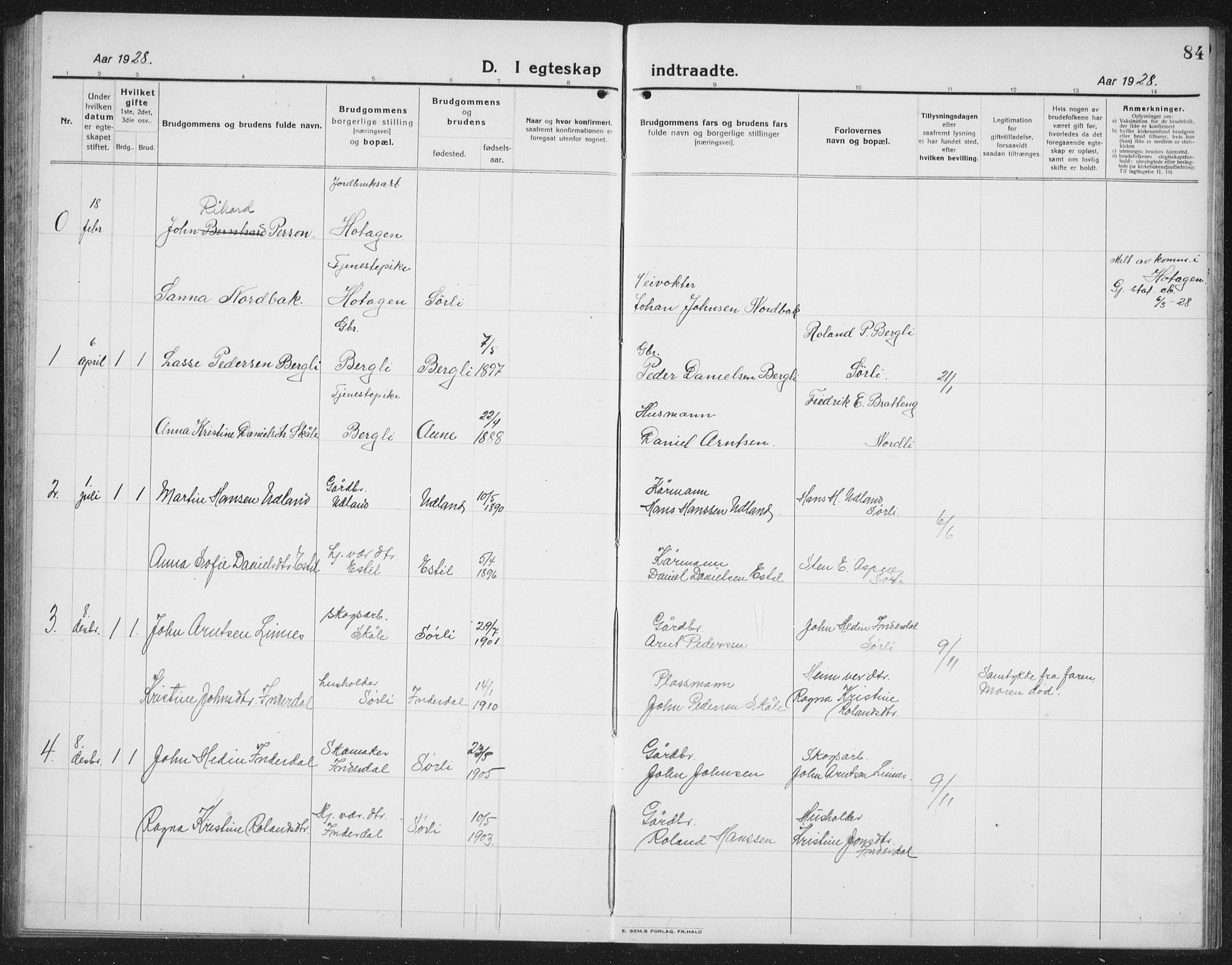 Ministerialprotokoller, klokkerbøker og fødselsregistre - Nord-Trøndelag, SAT/A-1458/757/L0507: Parish register (copy) no. 757C02, 1923-1939, p. 84