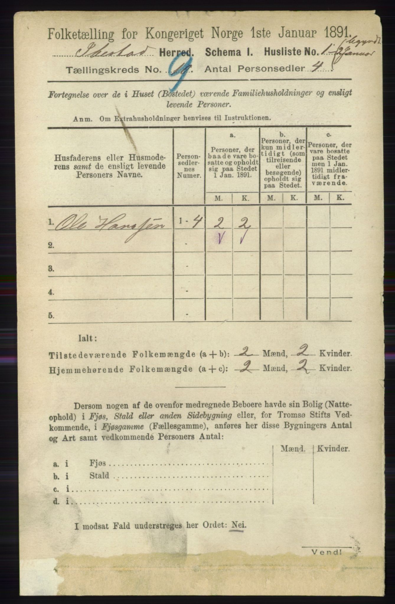 RA, 1891 census for 1917 Ibestad, 1891, p. 5852