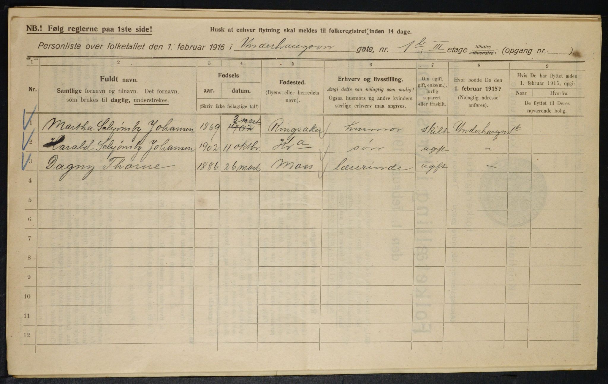 OBA, Municipal Census 1916 for Kristiania, 1916, p. 123489