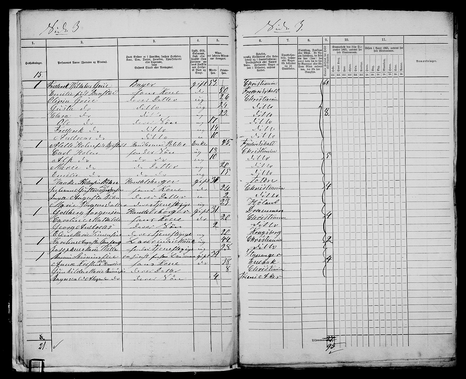 RA, 1865 census for Kristiania, 1865, p. 3153