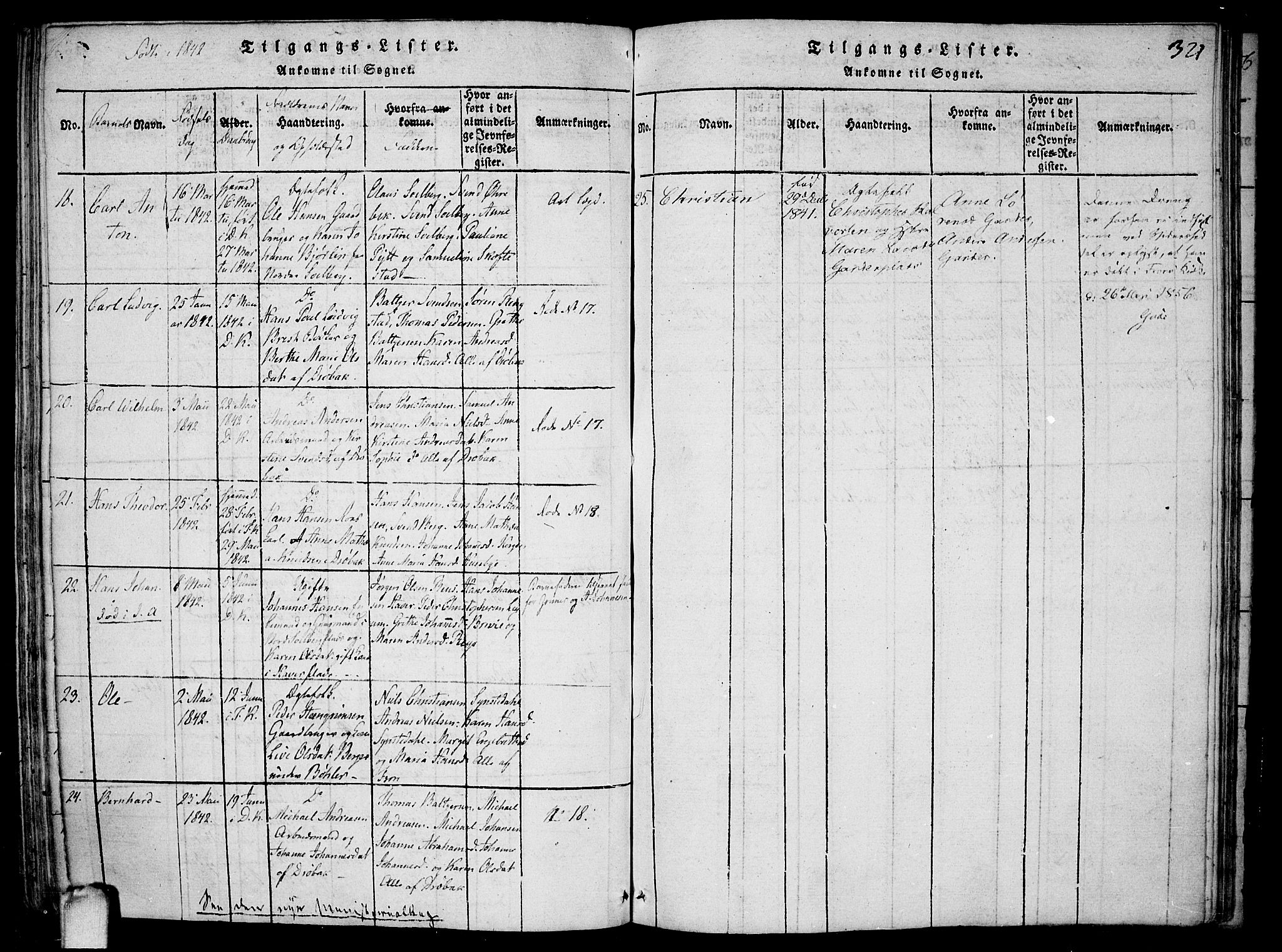 Drøbak prestekontor Kirkebøker, AV/SAO-A-10142a/F/Fa/L0001: Parish register (official) no. I 1, 1816-1842, p. 321