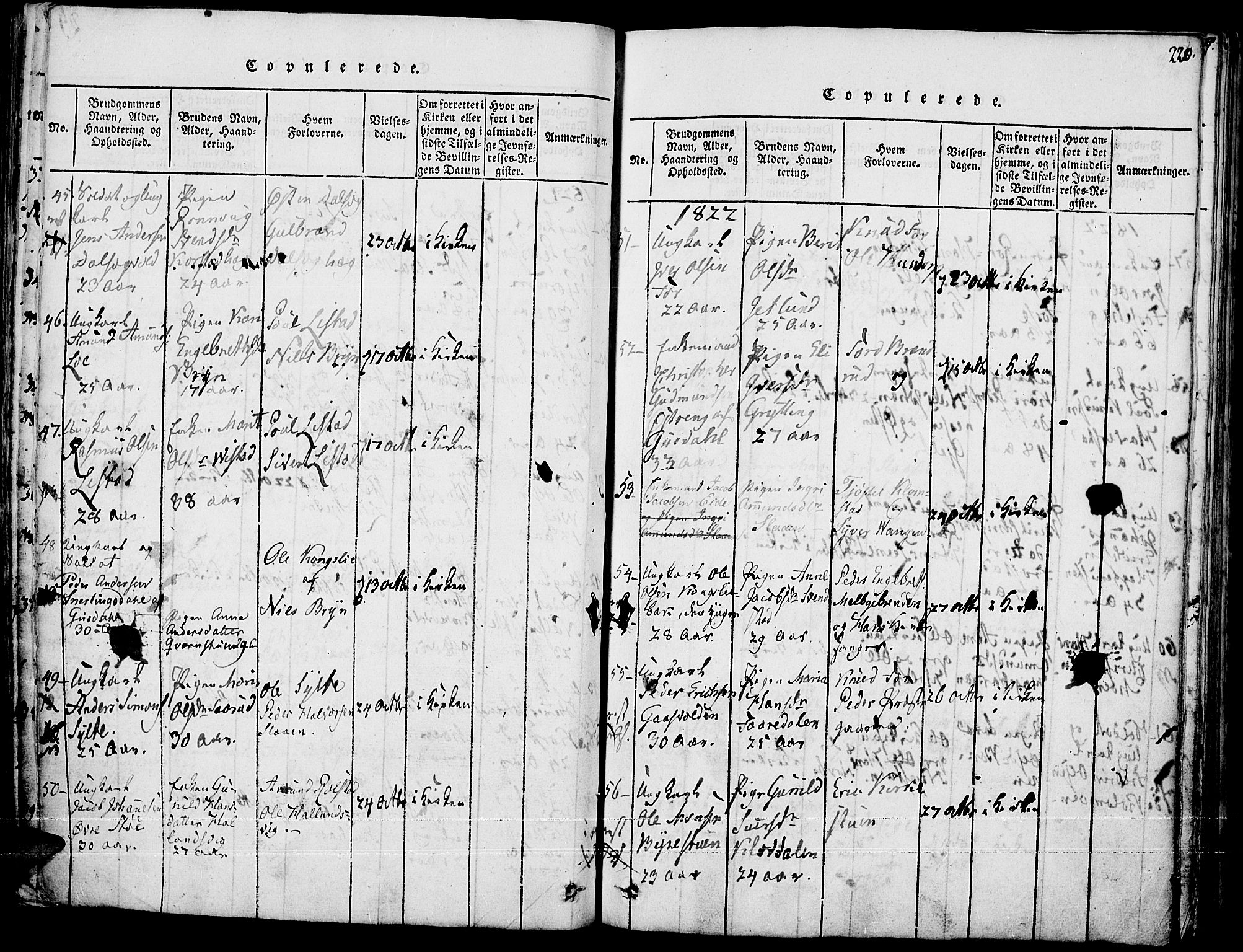Fron prestekontor, SAH/PREST-078/H/Ha/Haa/L0002: Parish register (official) no. 2, 1816-1827, p. 220