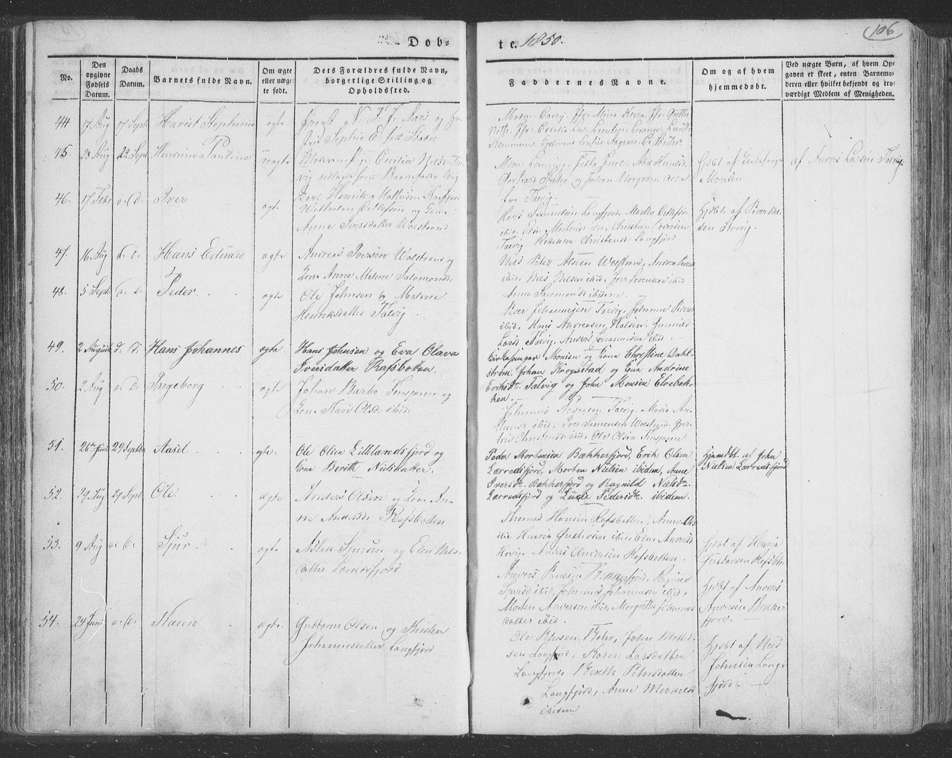 Talvik sokneprestkontor, SATØ/S-1337/H/Ha/L0009kirke: Parish register (official) no. 9, 1837-1852, p. 106