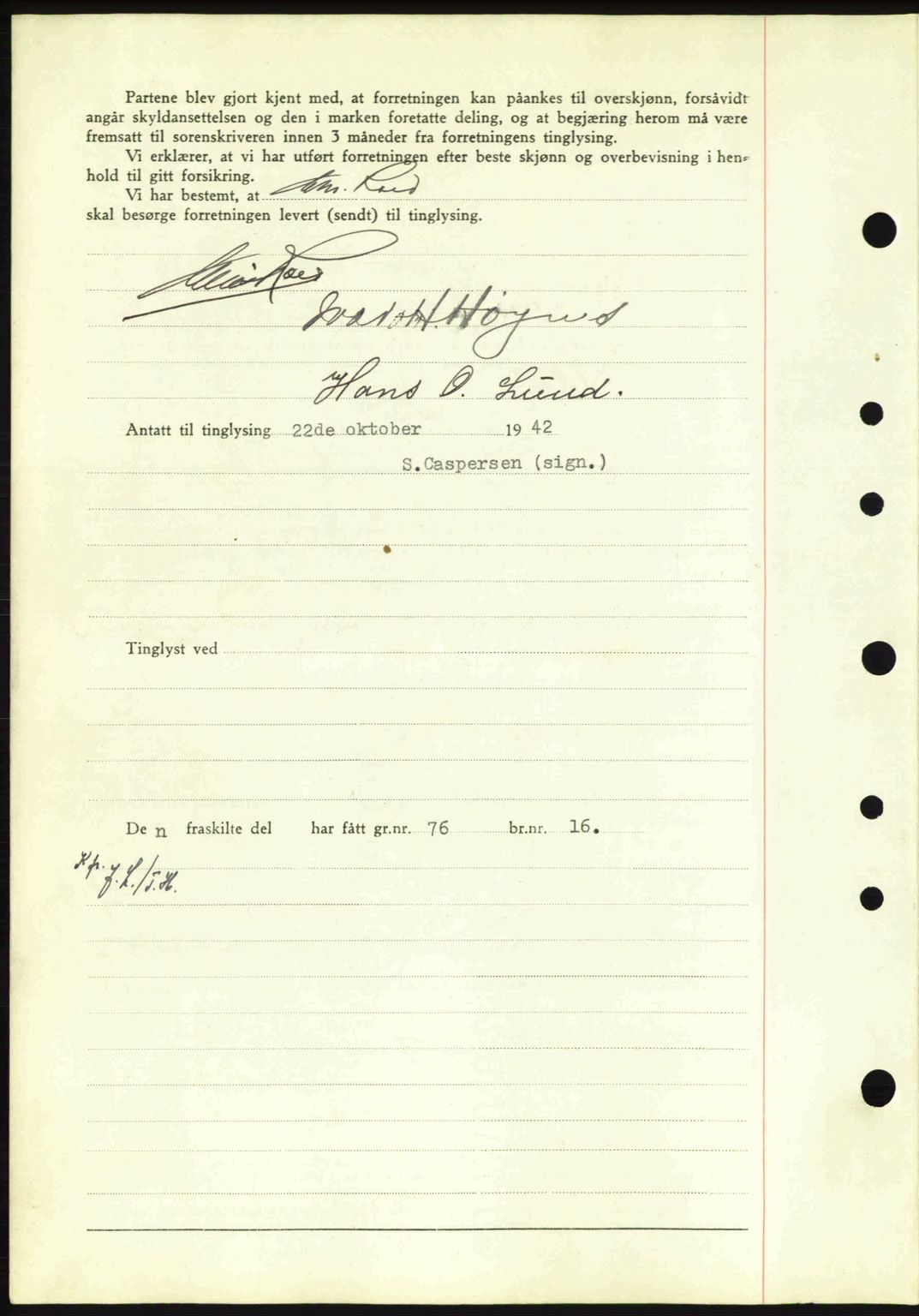 Nordfjord sorenskriveri, SAB/A-2801/02/02b/02bj/L0007: Mortgage book no. A7, 1941-1943, Diary no: : 1318/1942