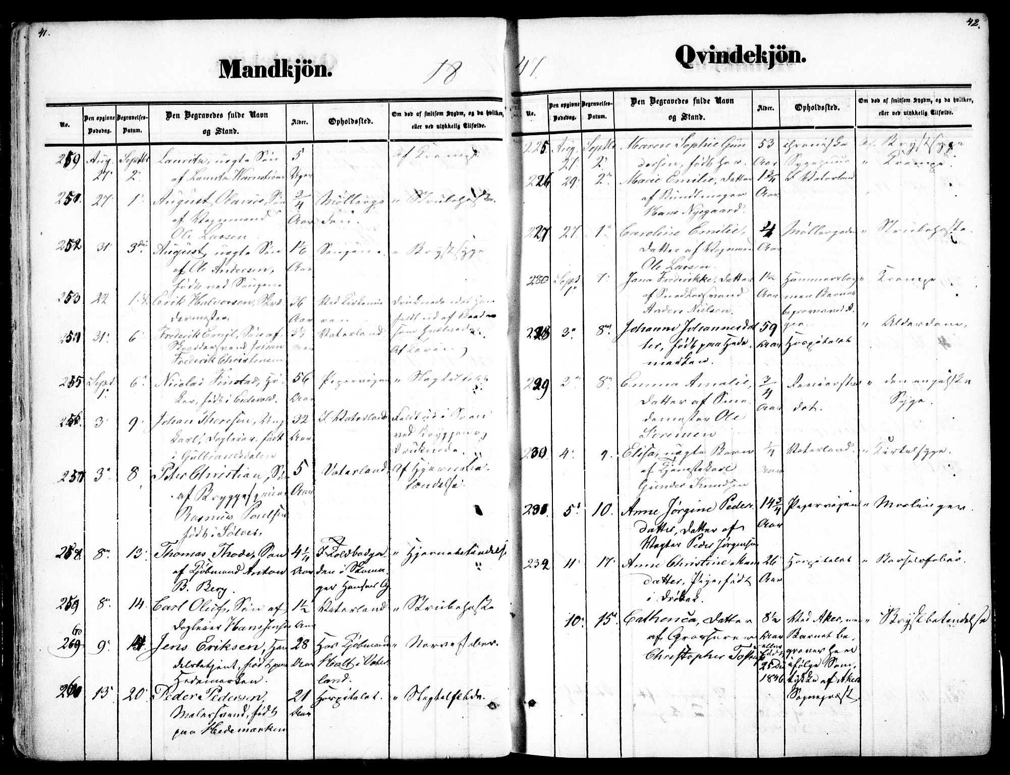 Oslo domkirke Kirkebøker, SAO/A-10752/F/Fa/L0025: Parish register (official) no. 25, 1847-1867, p. 41-42