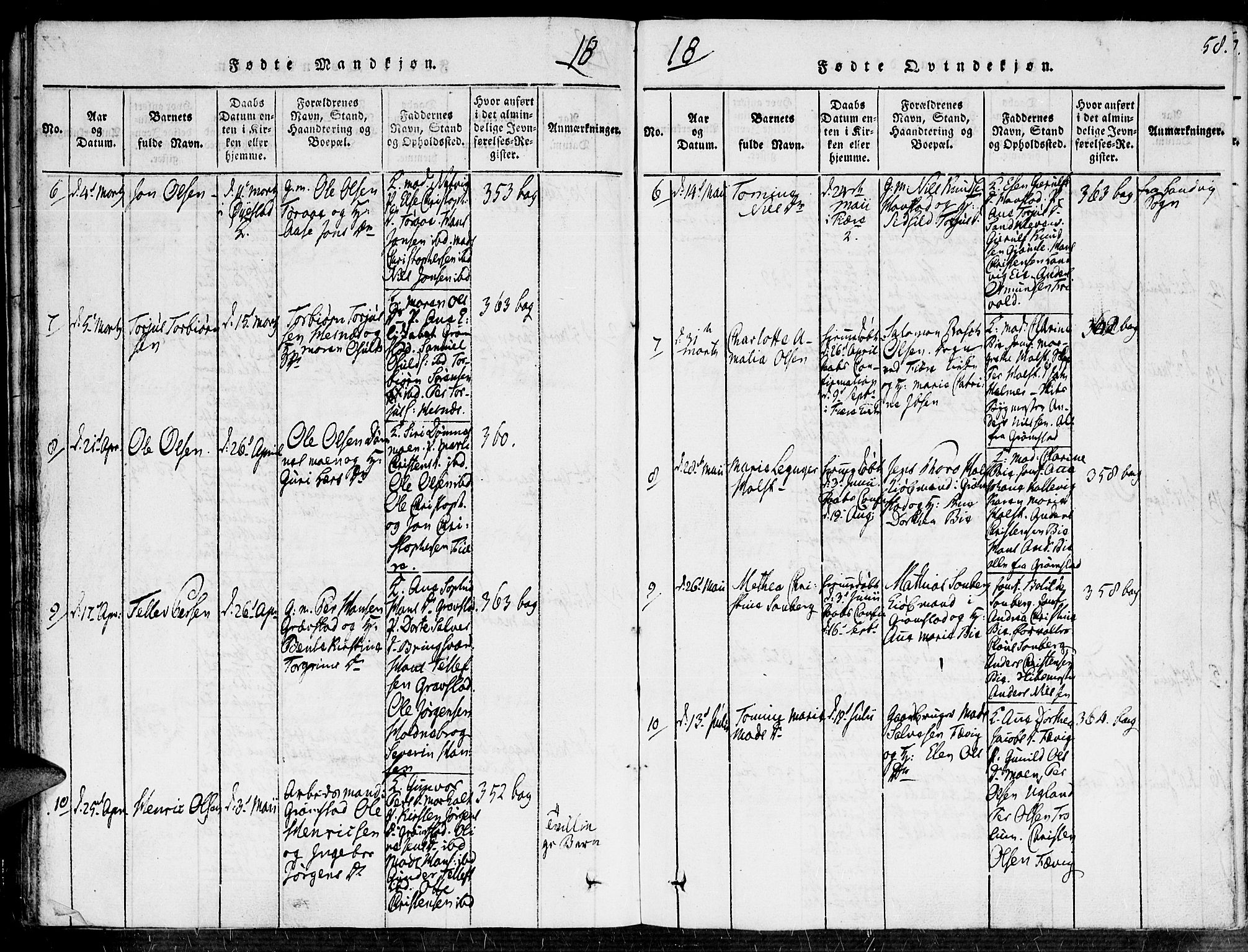 Fjære sokneprestkontor, AV/SAK-1111-0011/F/Fa/L0001: Parish register (official) no. A 1 /1, 1816-1826, p. 58