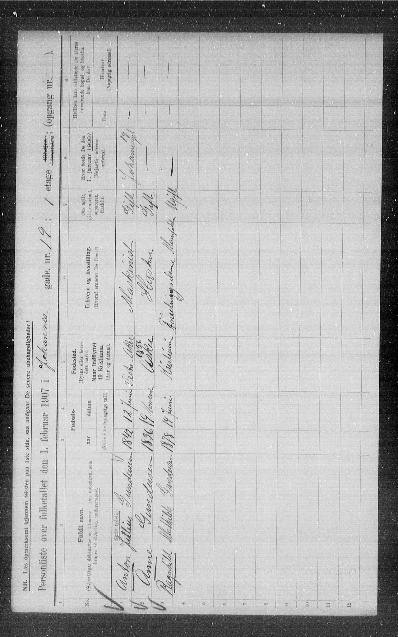 OBA, Municipal Census 1907 for Kristiania, 1907, p. 24029