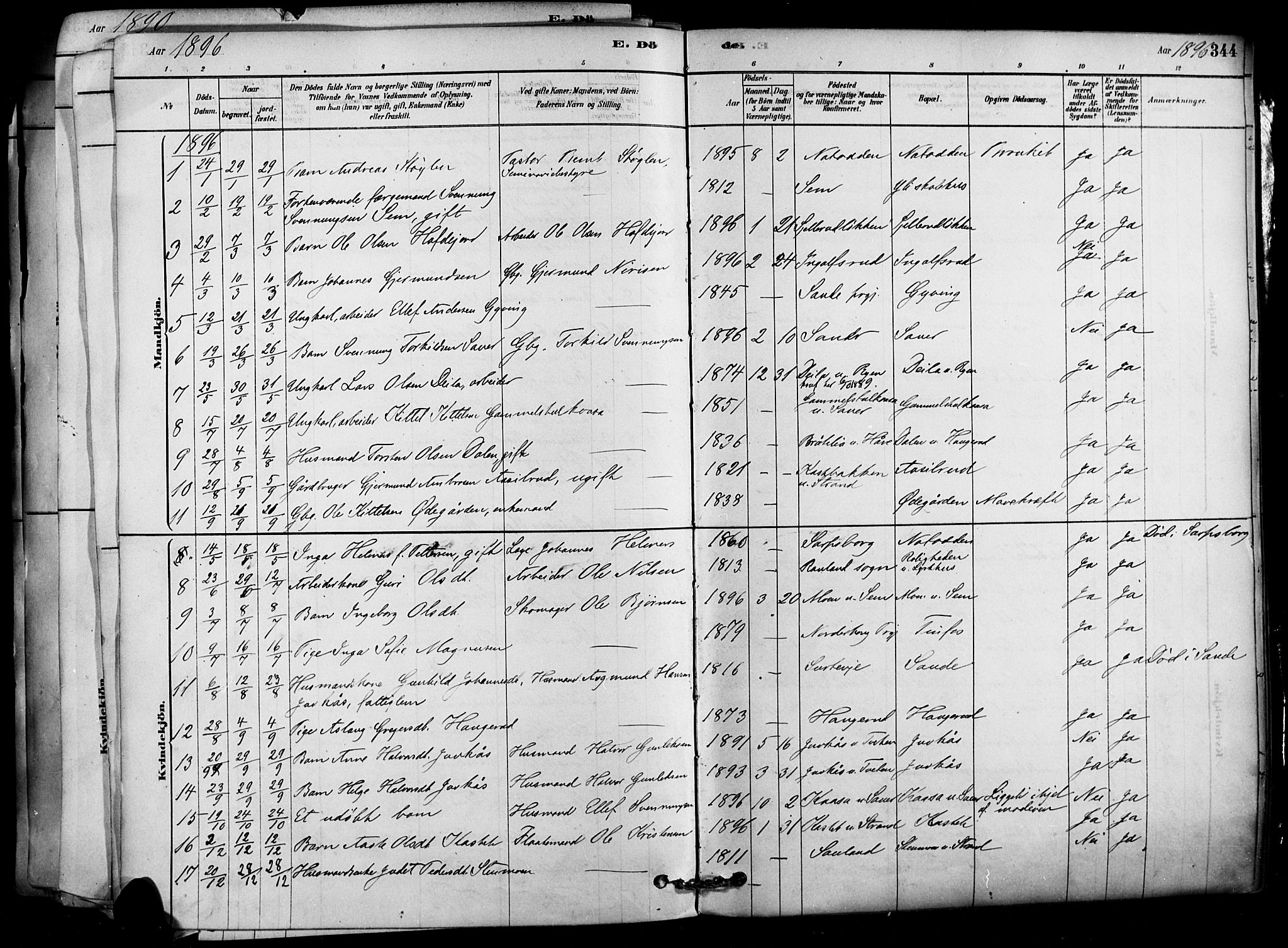 Heddal kirkebøker, SAKO/A-268/F/Fa/L0008: Parish register (official) no. I 8, 1878-1903, p. 344