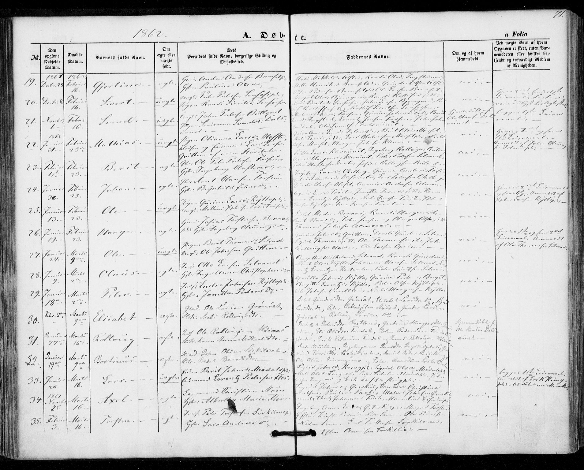 Ministerialprotokoller, klokkerbøker og fødselsregistre - Nord-Trøndelag, AV/SAT-A-1458/703/L0028: Parish register (official) no. 703A01, 1850-1862, p. 71