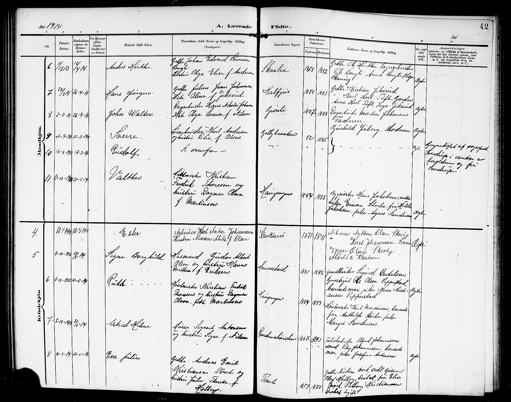 Vestby prestekontor Kirkebøker, AV/SAO-A-10893/G/Ga/L0002: Parish register (copy) no. I 2, 1903-1916, p. 42