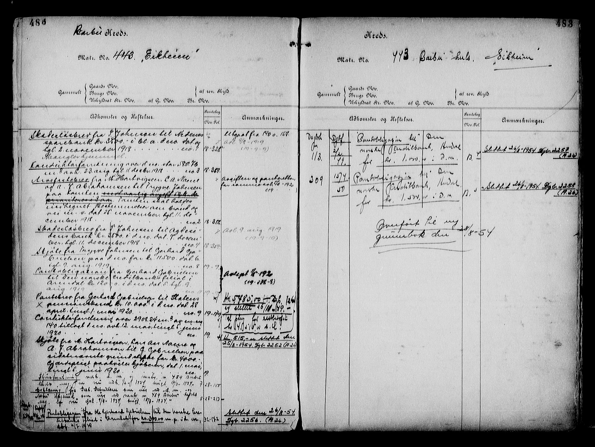 Arendal byfogd, AV/SAK-1222-0001/G/Ga/L0014: Mortgage register no. 12, 1865-1960, p. 483