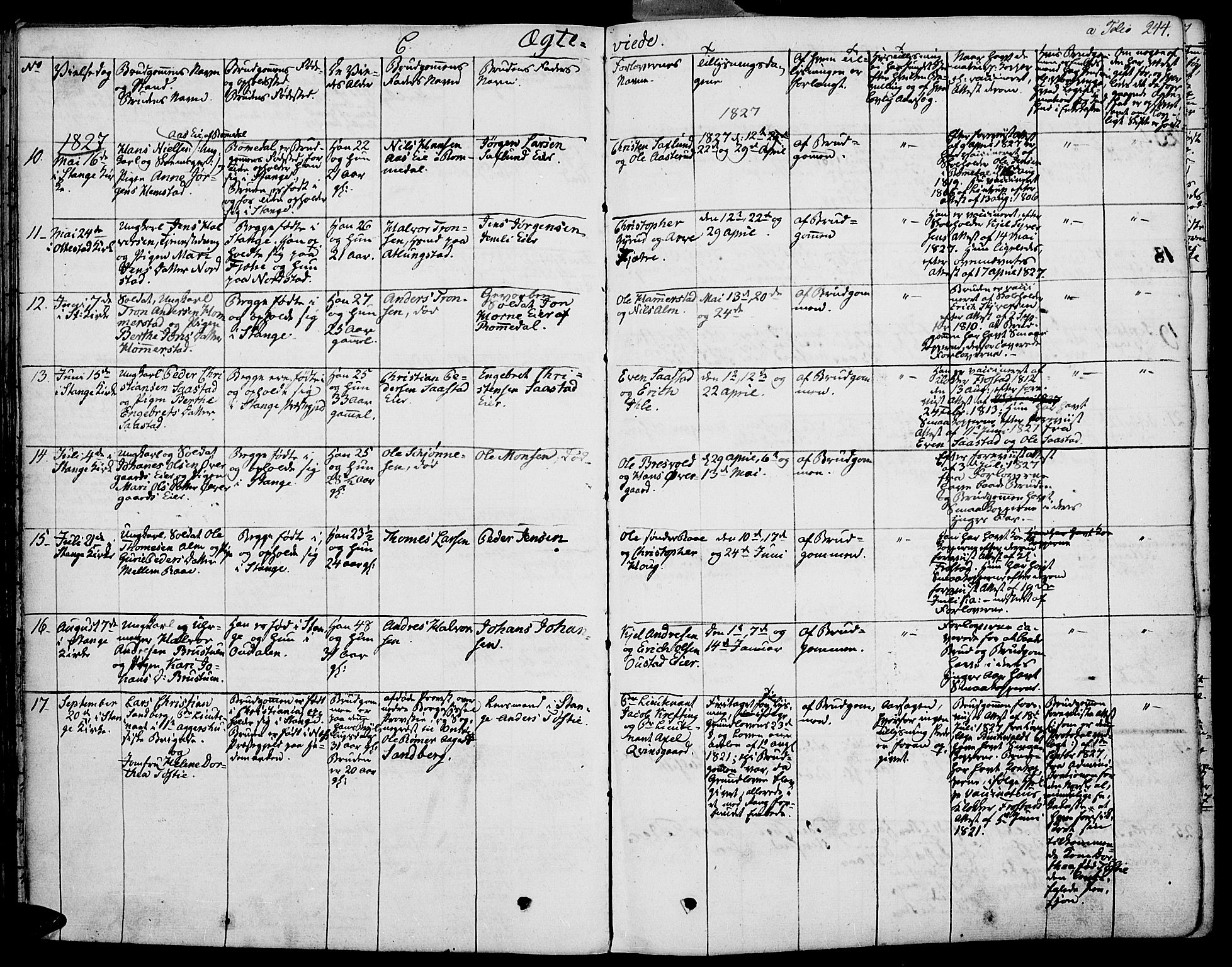 Stange prestekontor, SAH/PREST-002/K/L0009: Parish register (official) no. 9, 1826-1835, p. 244