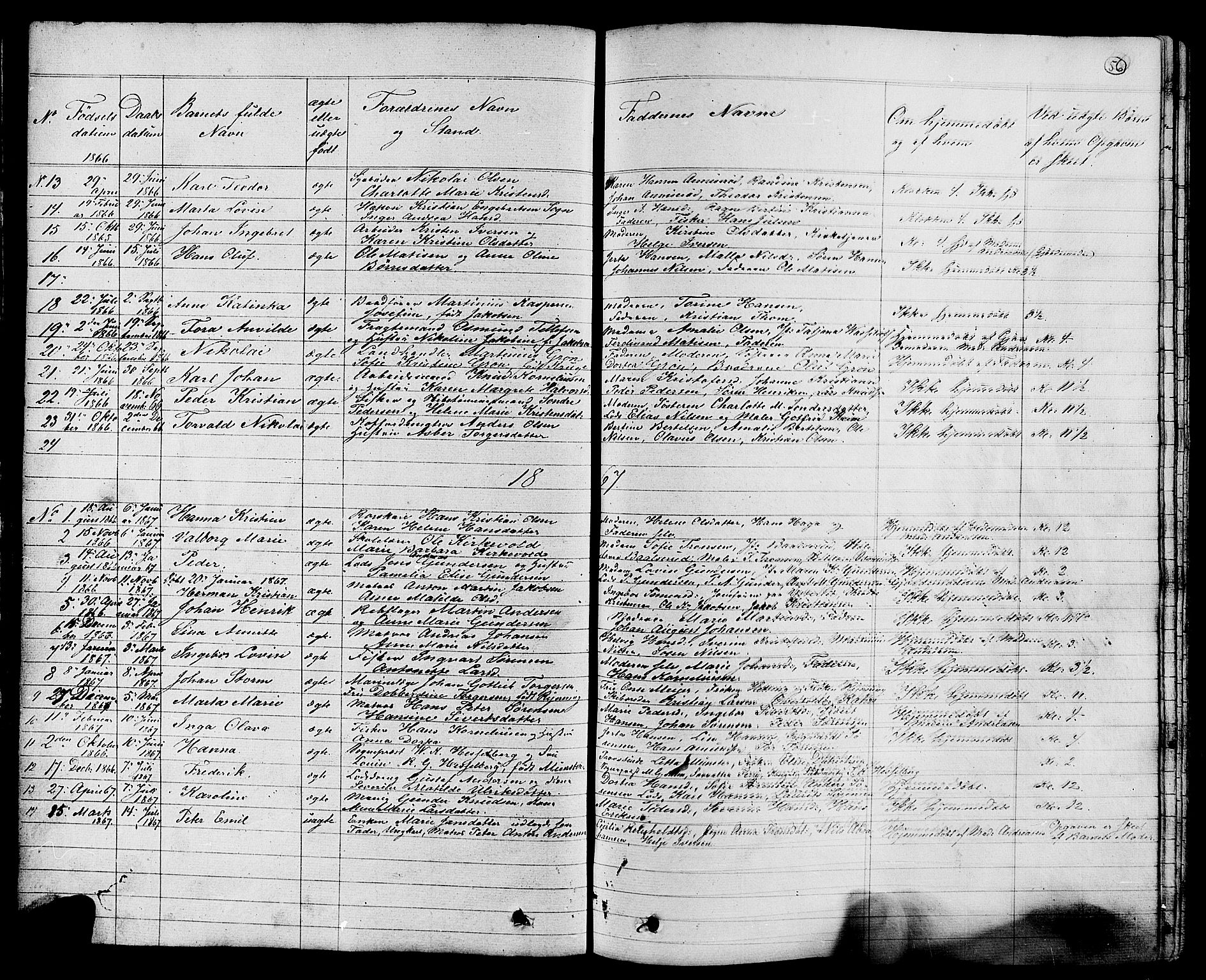 Stavern kirkebøker, AV/SAKO-A-318/G/Ga/L0002: Parish register (copy) no. 2, 1839-1909, p. 56