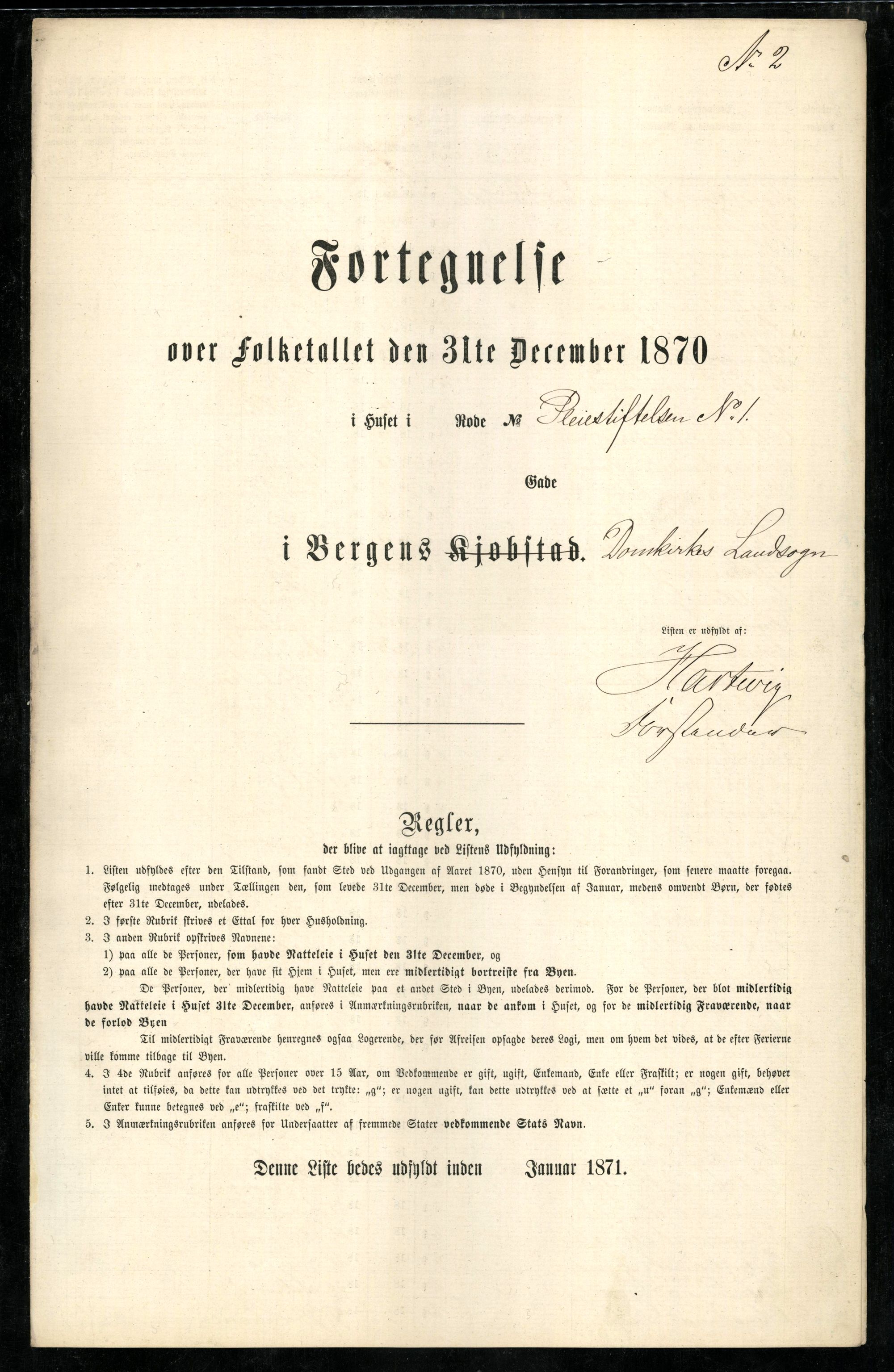 RA, 1870 census for 1301 Bergen, 1870