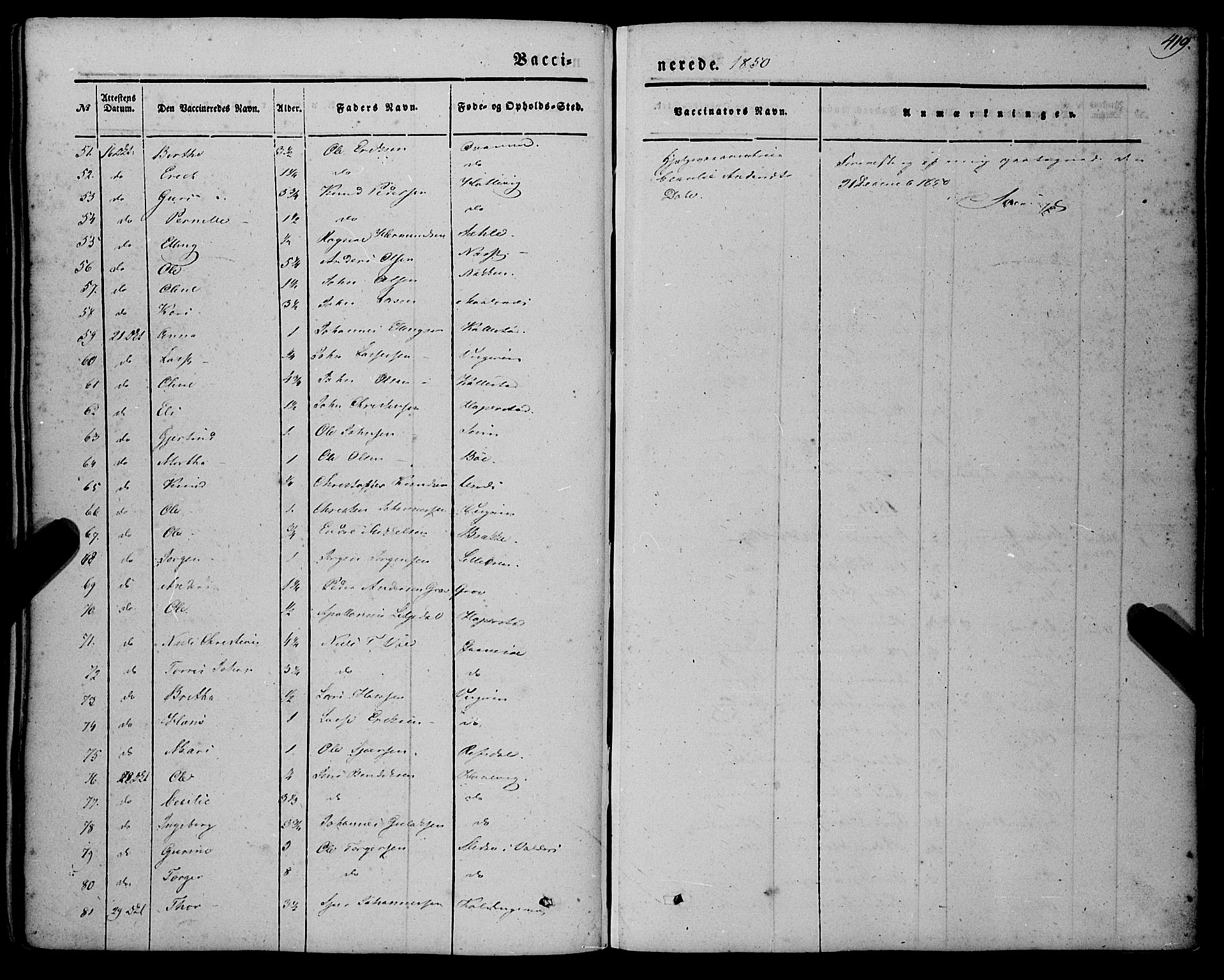 Vik sokneprestembete, SAB/A-81501: Parish register (official) no. A 8, 1846-1865, p. 419