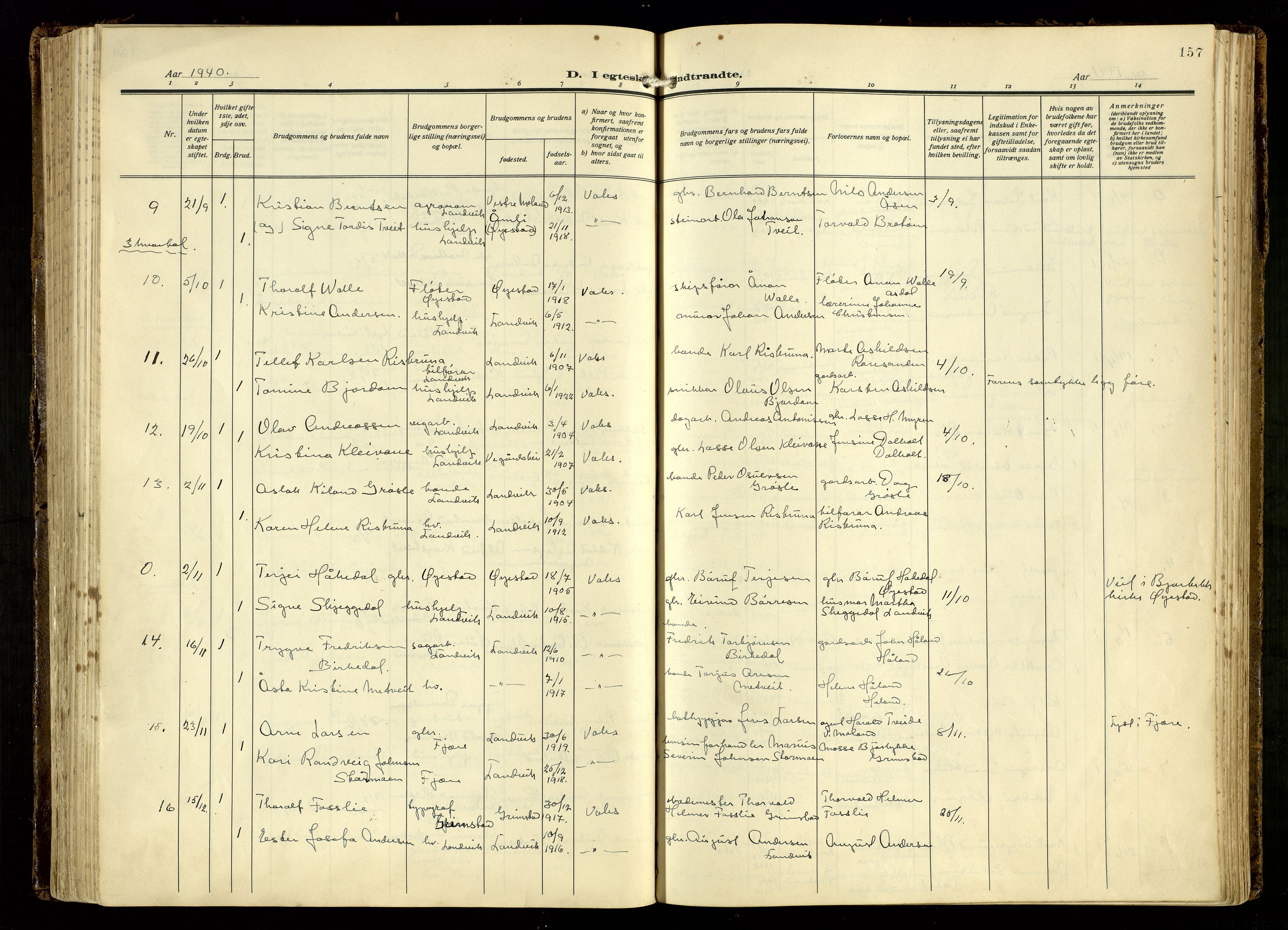 Hommedal sokneprestkontor, AV/SAK-1111-0023/F/Fa/Fab/L0008: Parish register (official) no. A 8, 1925-1956, p. 157