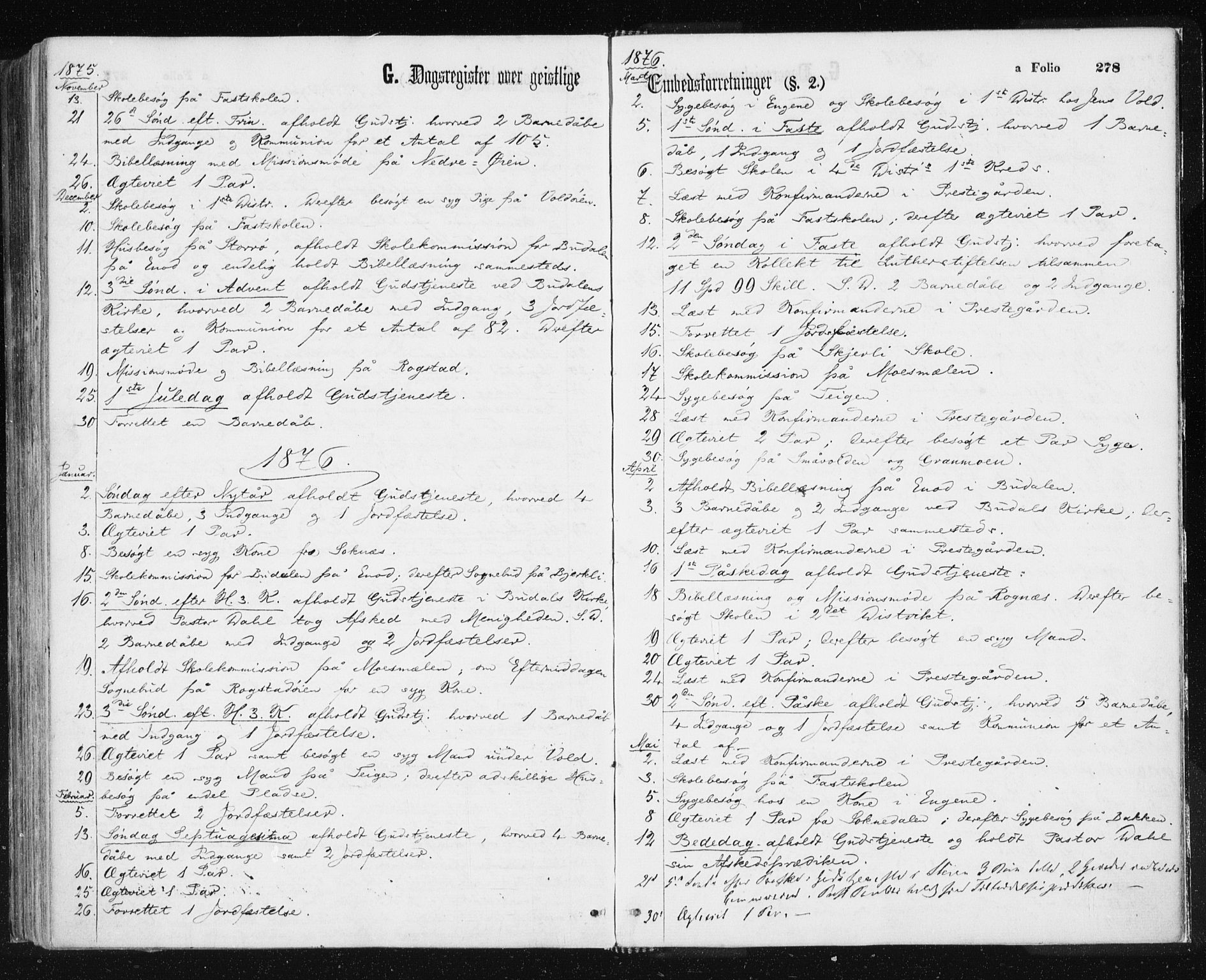 Ministerialprotokoller, klokkerbøker og fødselsregistre - Sør-Trøndelag, SAT/A-1456/687/L1001: Parish register (official) no. 687A07, 1863-1878, p. 278