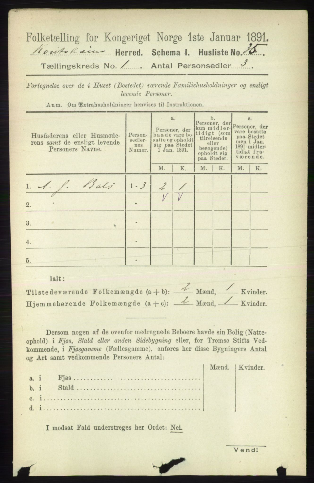 RA, 1891 census for 2011 Kautokeino, 1891, p. 48