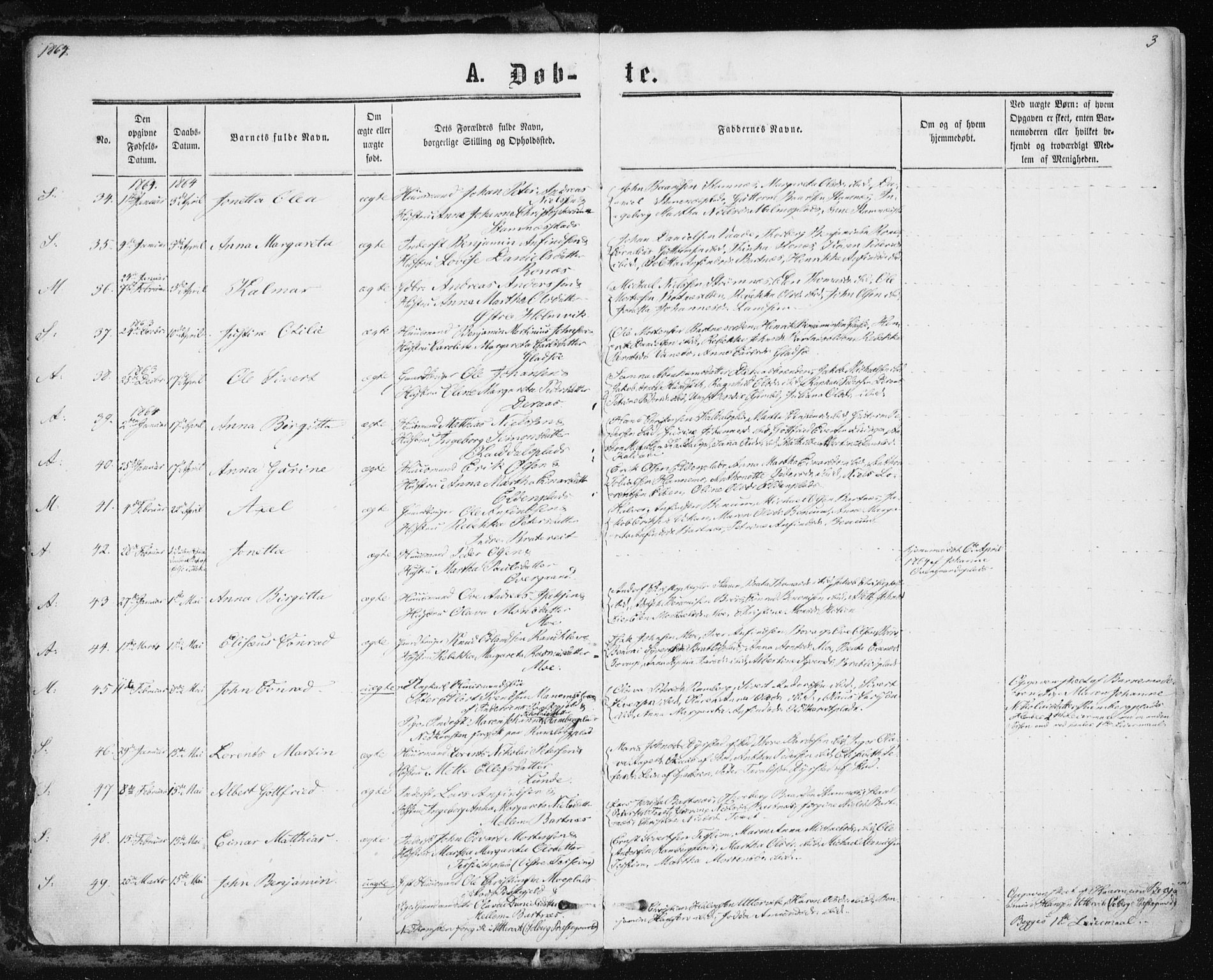 Ministerialprotokoller, klokkerbøker og fødselsregistre - Nord-Trøndelag, AV/SAT-A-1458/741/L0394: Parish register (official) no. 741A08, 1864-1877, p. 3