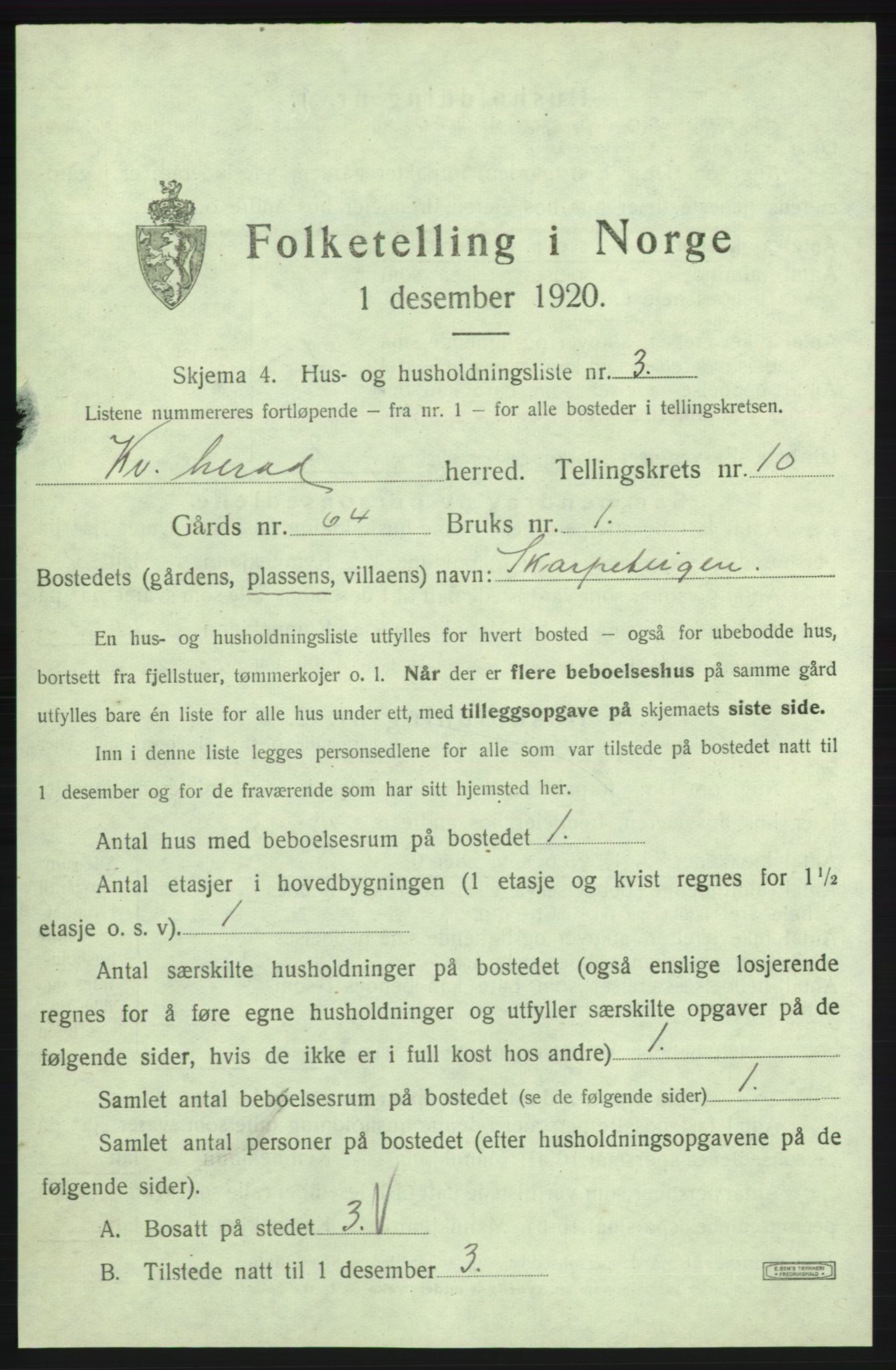 SAB, 1920 census for Kvinnherad, 1920, p. 1119