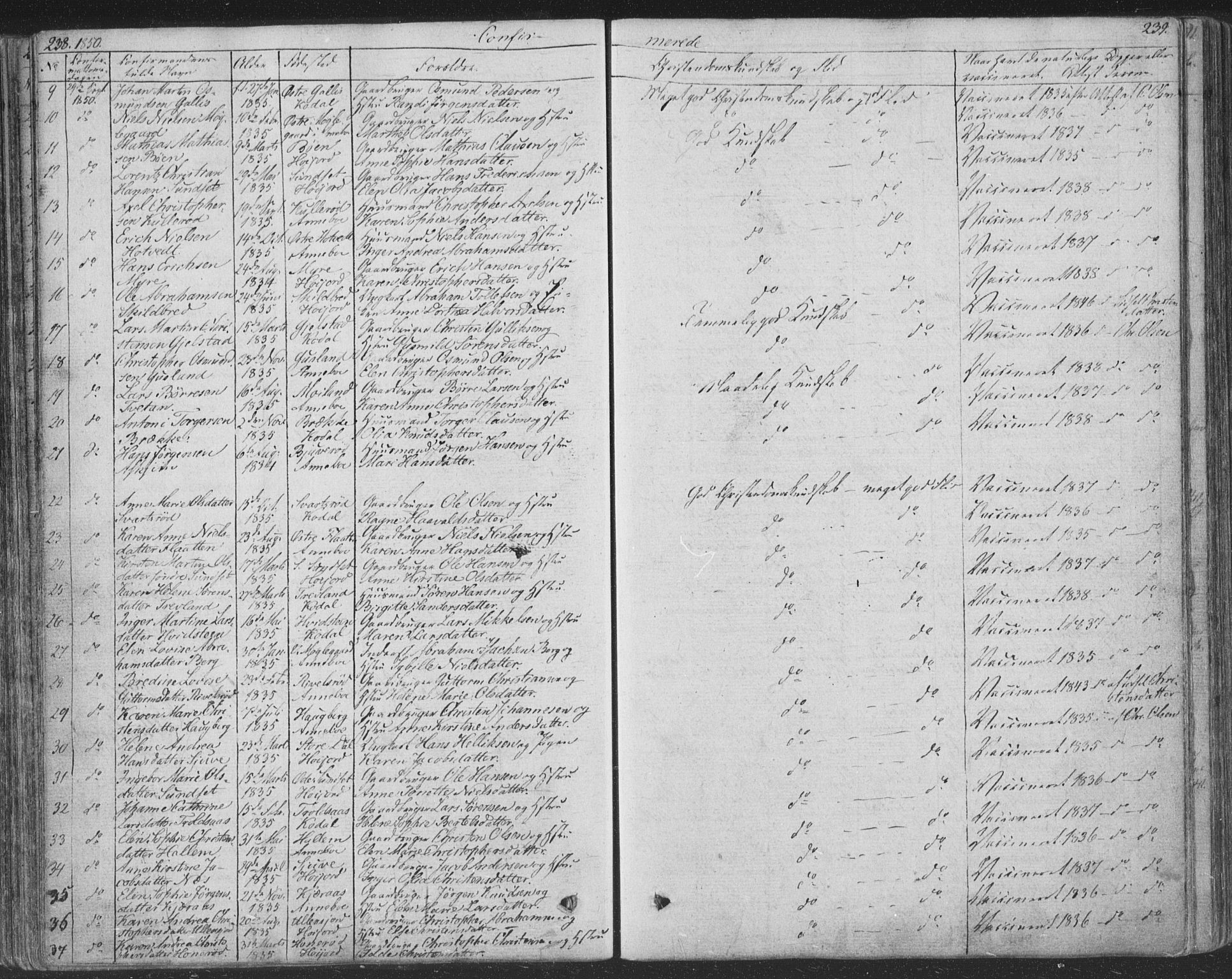 Andebu kirkebøker, SAKO/A-336/F/Fa/L0004: Parish register (official) no. 4, 1829-1856, p. 238-239