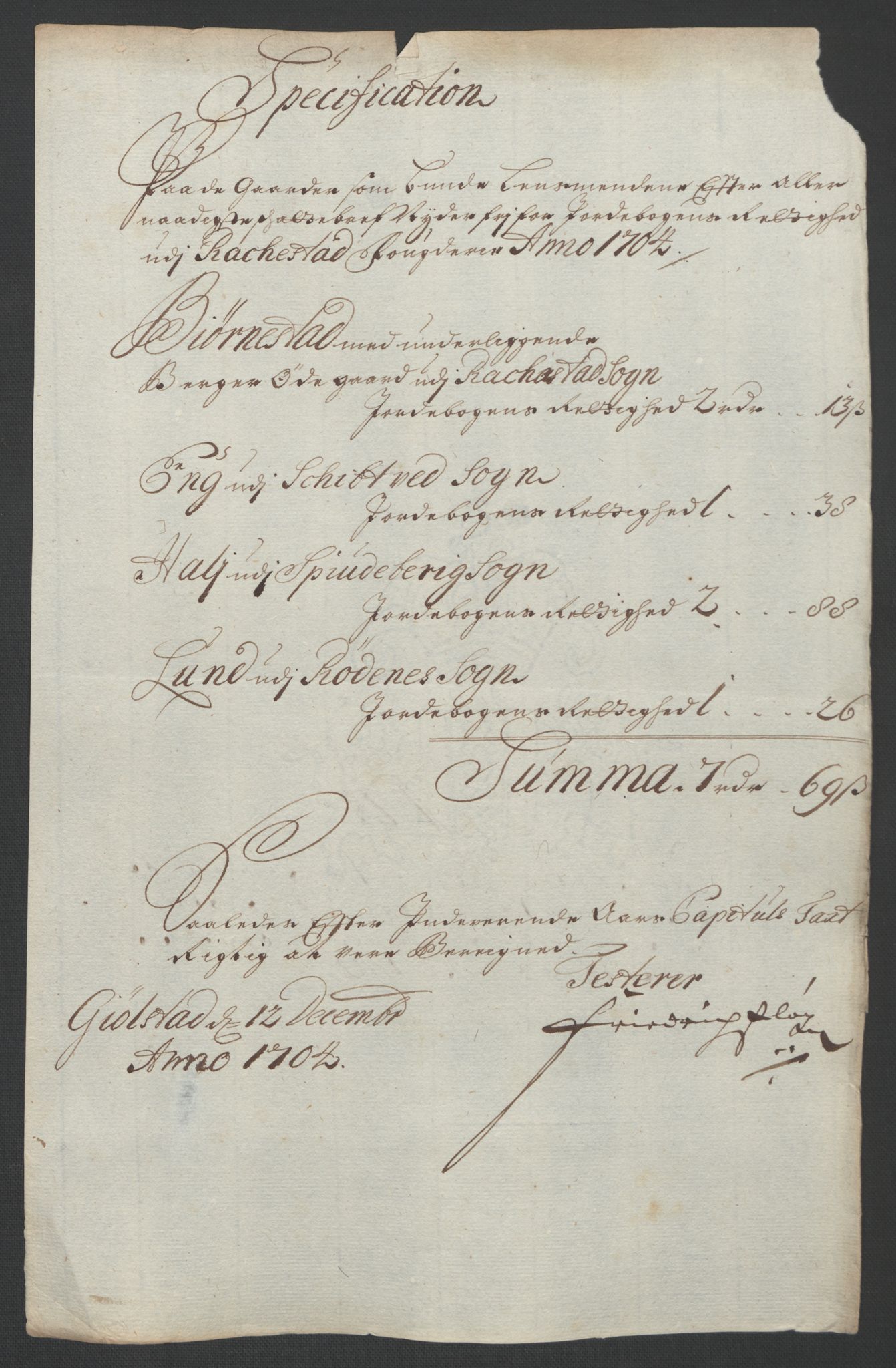 Rentekammeret inntil 1814, Reviderte regnskaper, Fogderegnskap, AV/RA-EA-4092/R07/L0296: Fogderegnskap Rakkestad, Heggen og Frøland, 1704, p. 355