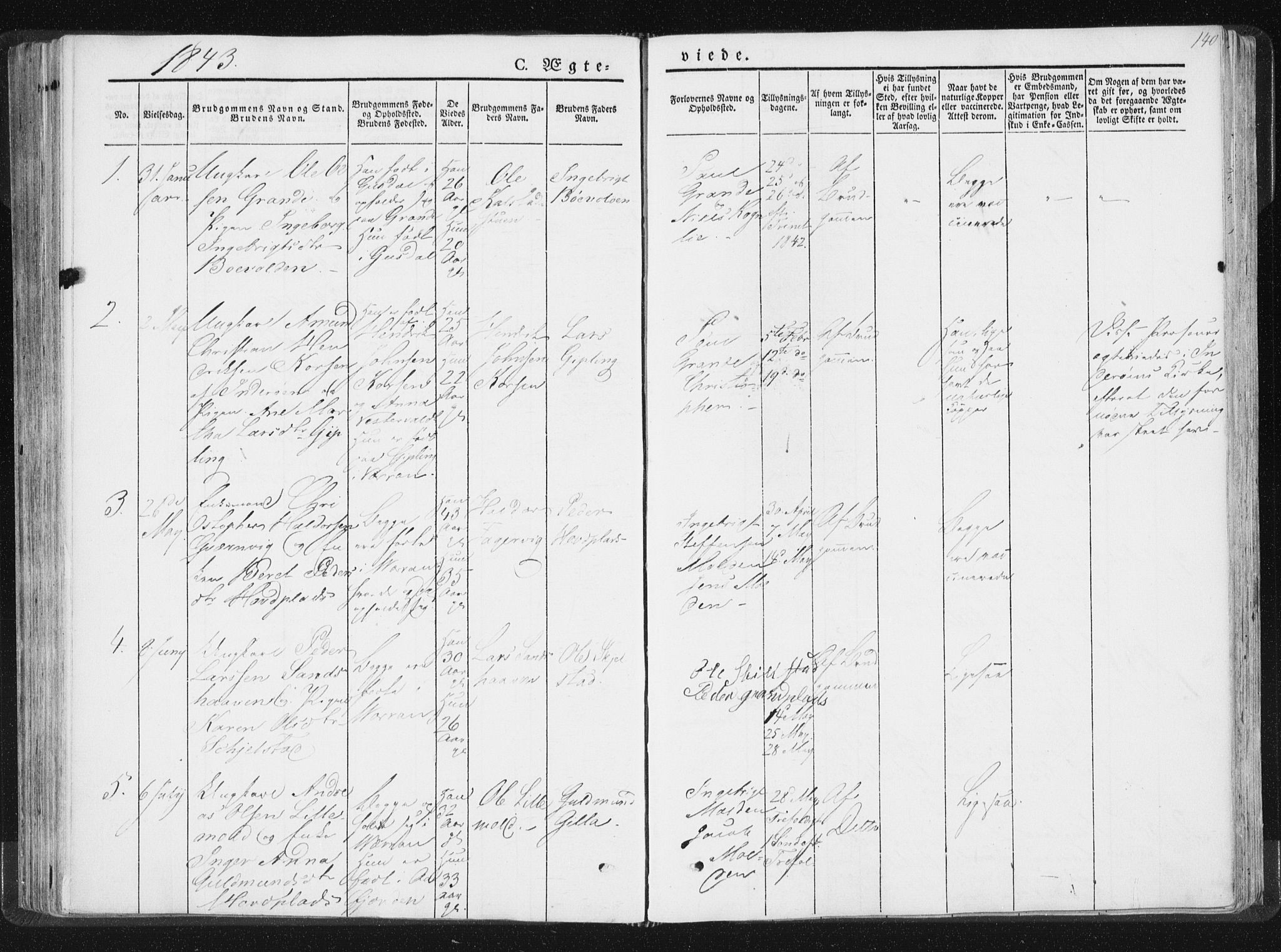 Ministerialprotokoller, klokkerbøker og fødselsregistre - Nord-Trøndelag, SAT/A-1458/744/L0418: Parish register (official) no. 744A02, 1843-1866, p. 140