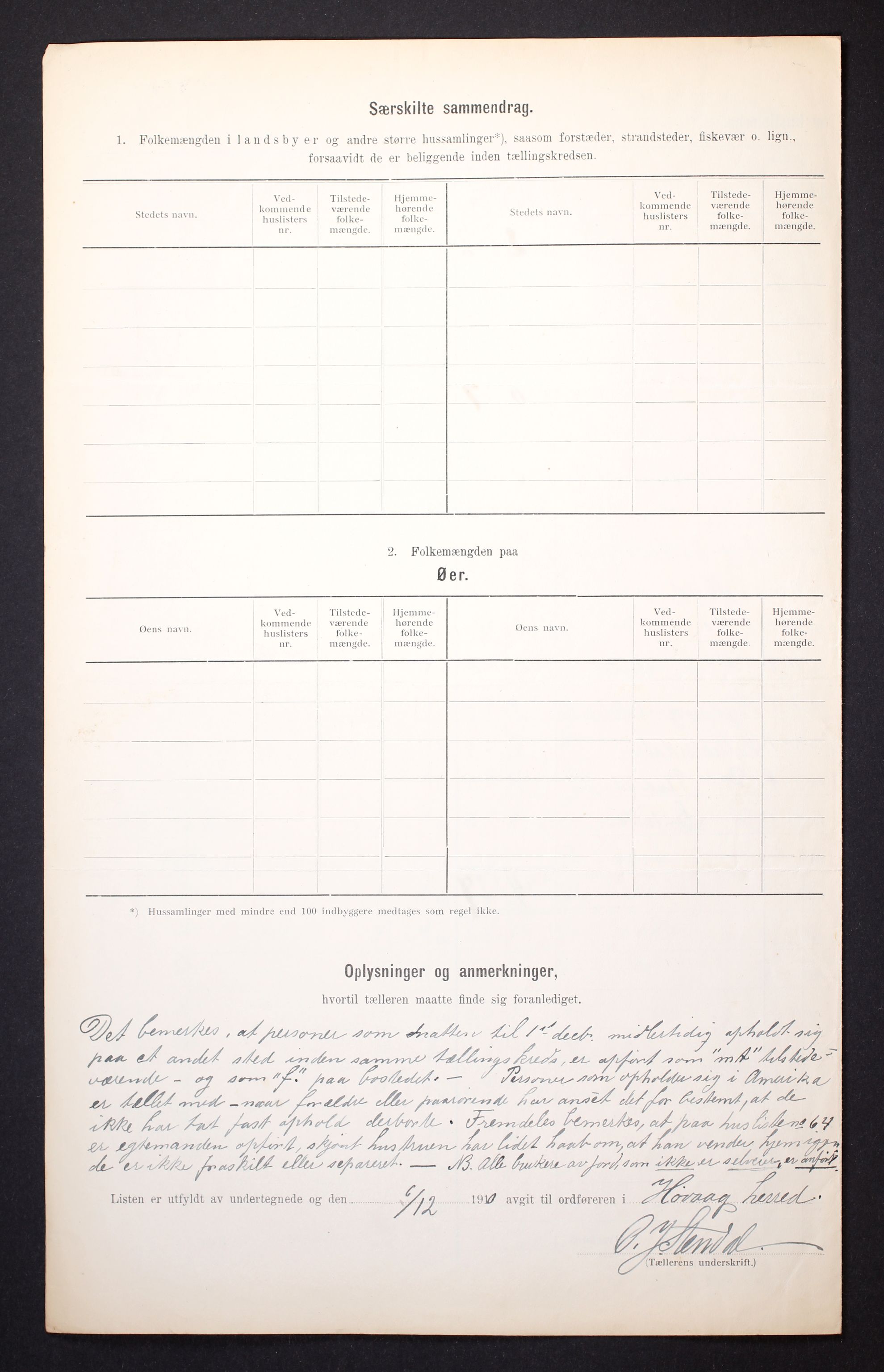 RA, 1910 census for Høvåg, 1910, p. 6