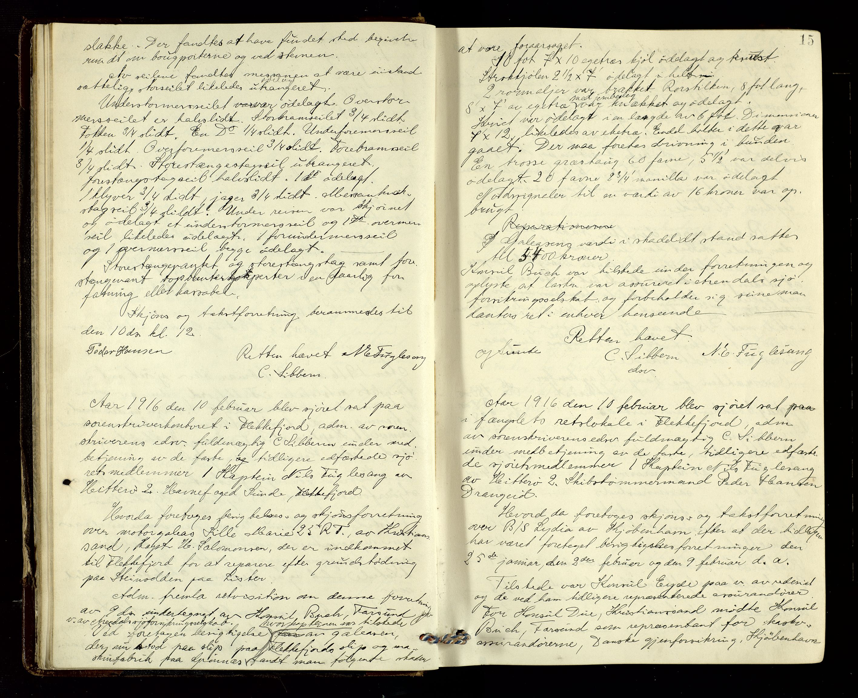 Flekkefjord sorenskriveri, AV/SAK-1221-0001/F/Fb/L0016: Ekstrarettsprotokoll nr. 17, 1916-1917, p. 15