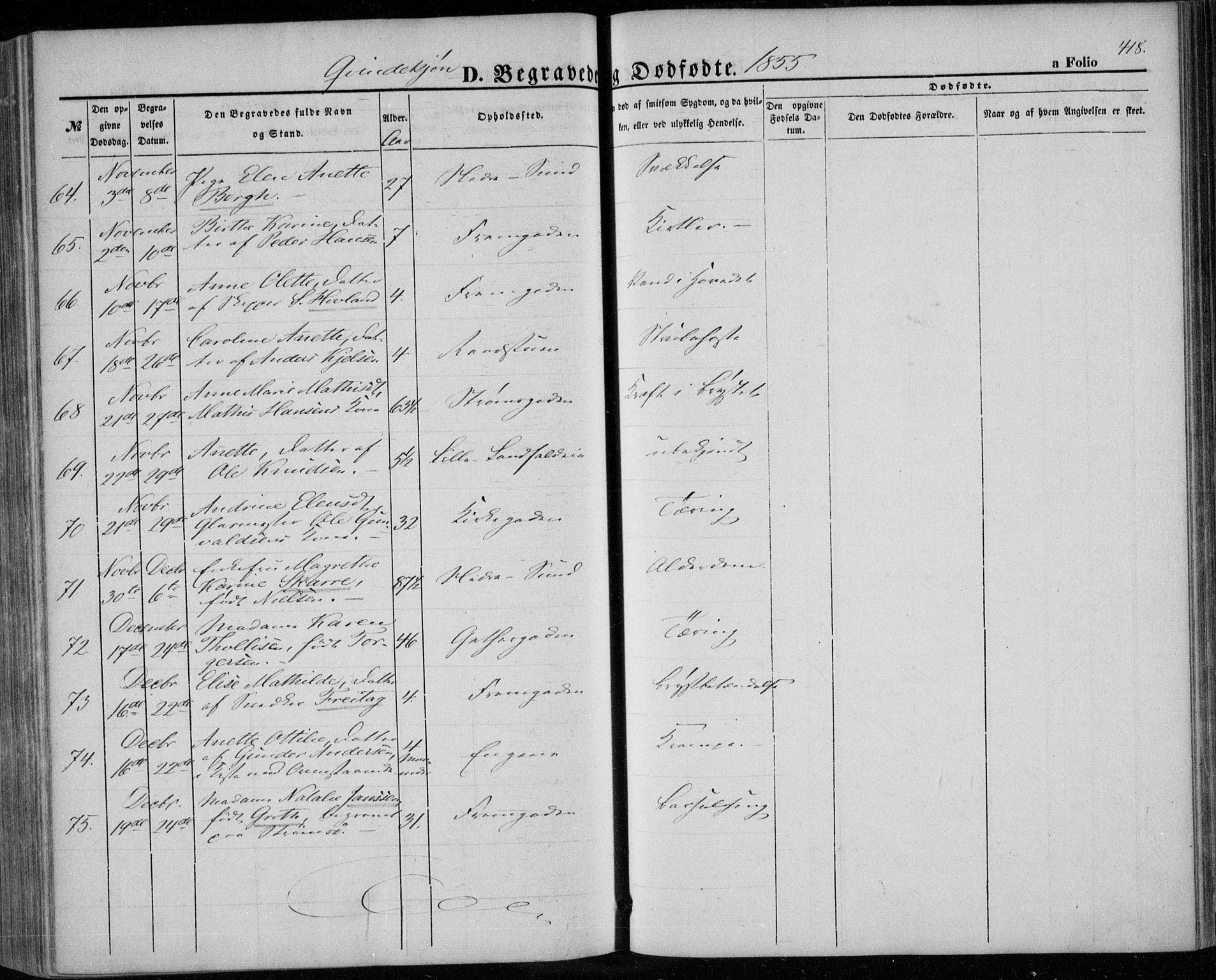 Bragernes kirkebøker, SAKO/A-6/F/Fb/L0002: Parish register (official) no. II 2, 1848-1859, p. 418