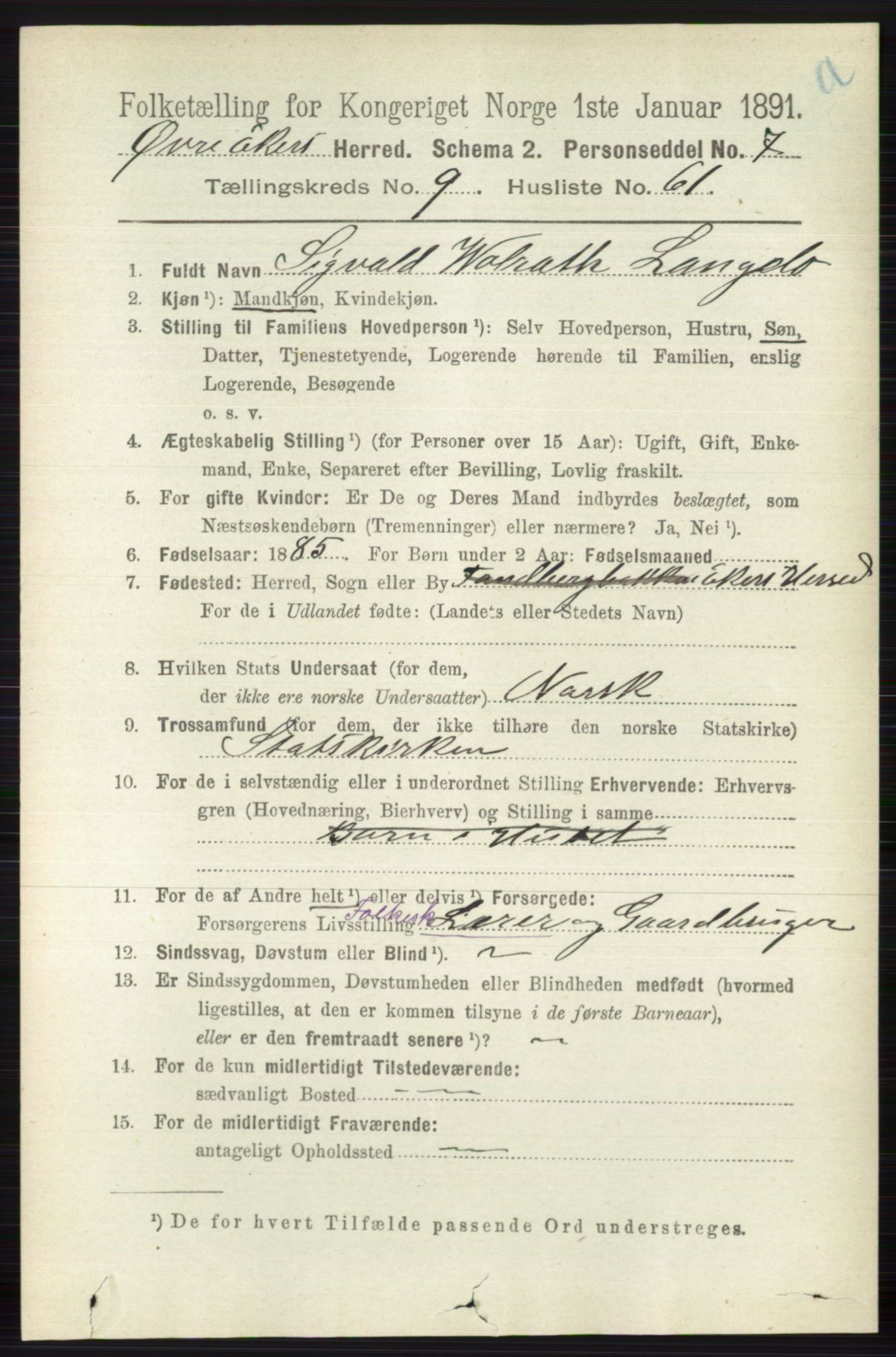 RA, 1891 census for 0624 Øvre Eiker, 1891, p. 3965