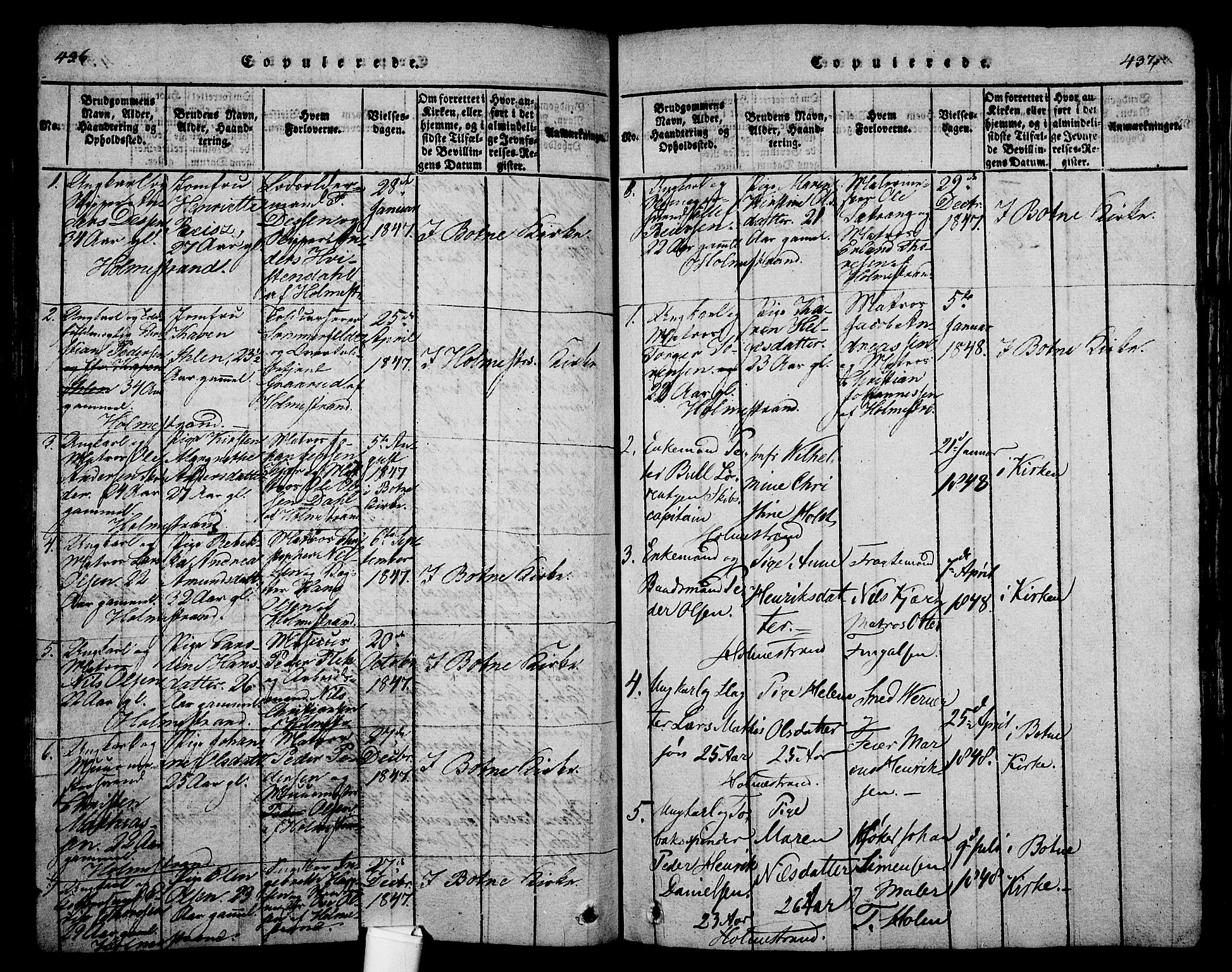 Holmestrand kirkebøker, AV/SAKO-A-346/G/Ga/L0001: Parish register (copy) no. 1, 1814-1848, p. 436-437